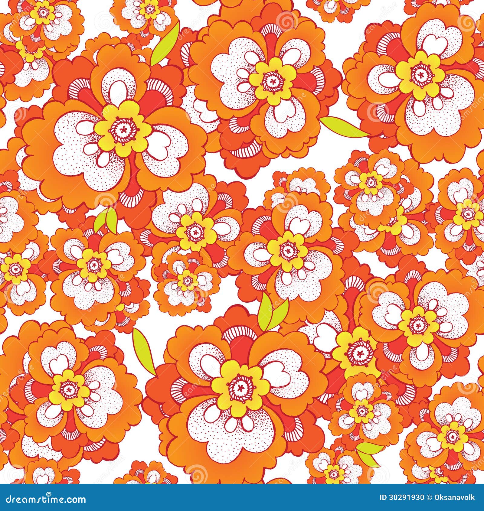 Seamless Vector Pattern With Orange Flowers Stock Photo - Image: 30291930