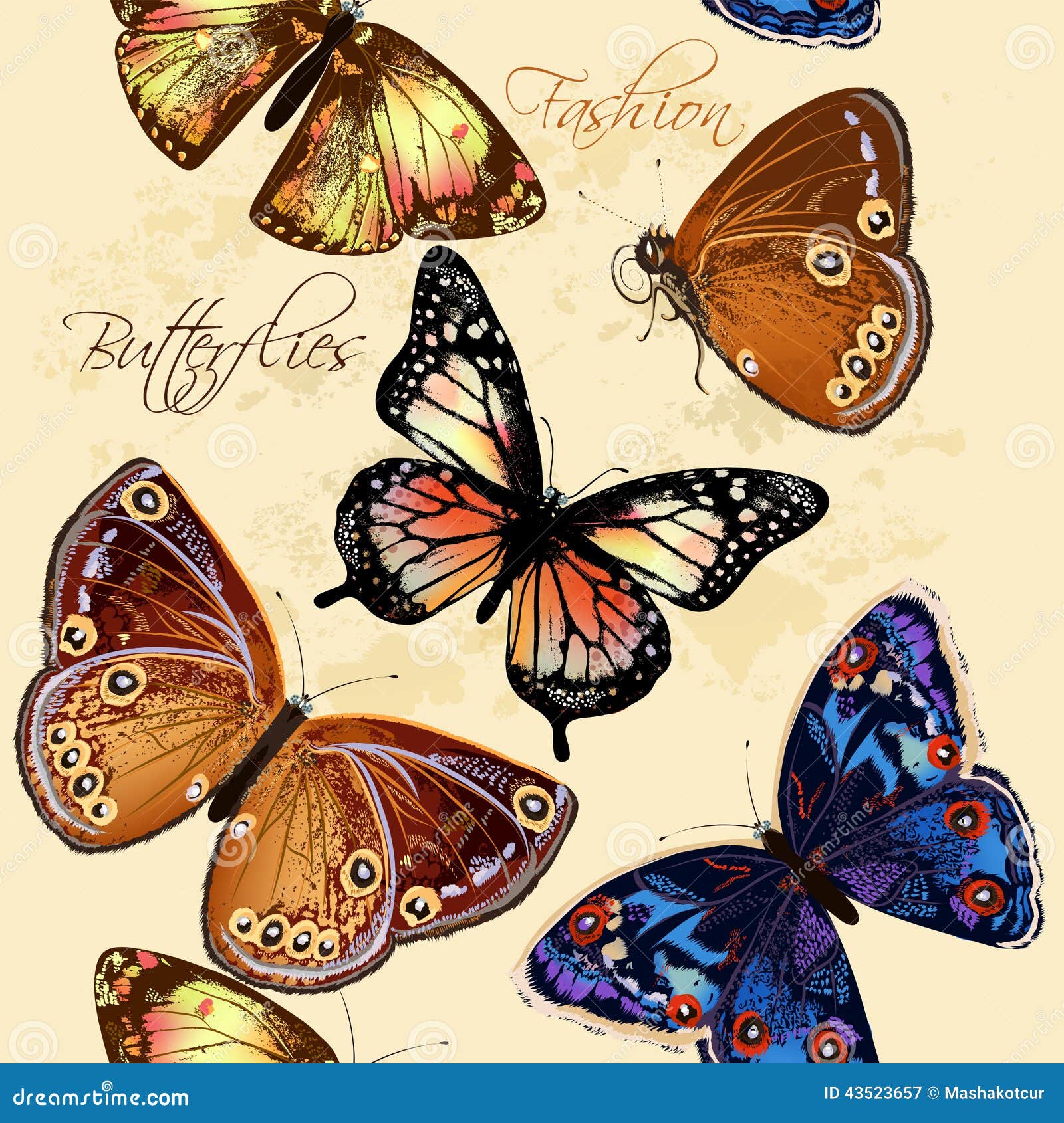 Beautiful seamless wallpaper pattern with butterflies. Vector seamless wallpaper pattern with vintage butterflies for design