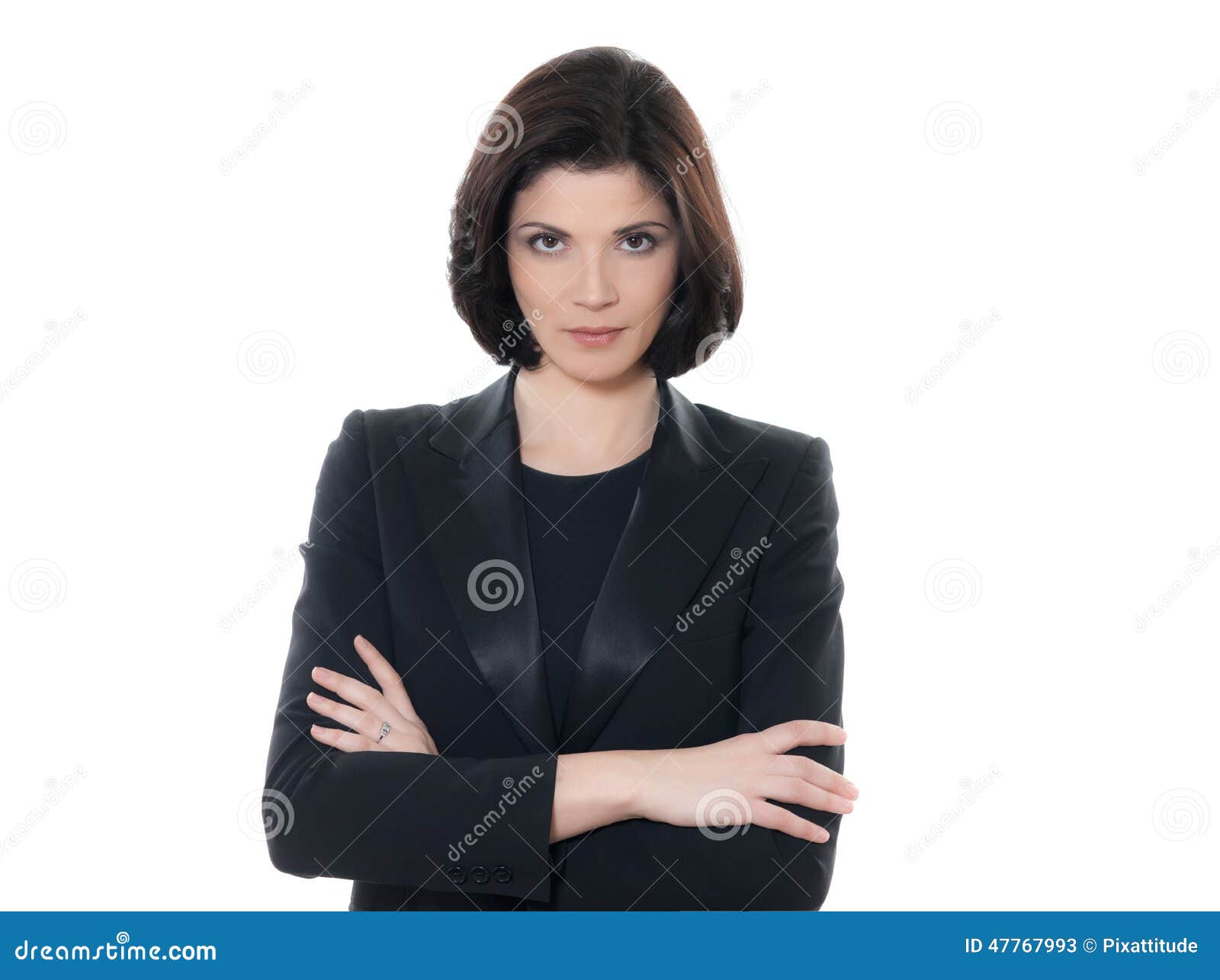 Beautiful Serious Caucasian Business Woman Portrait Arms Crossed Stock