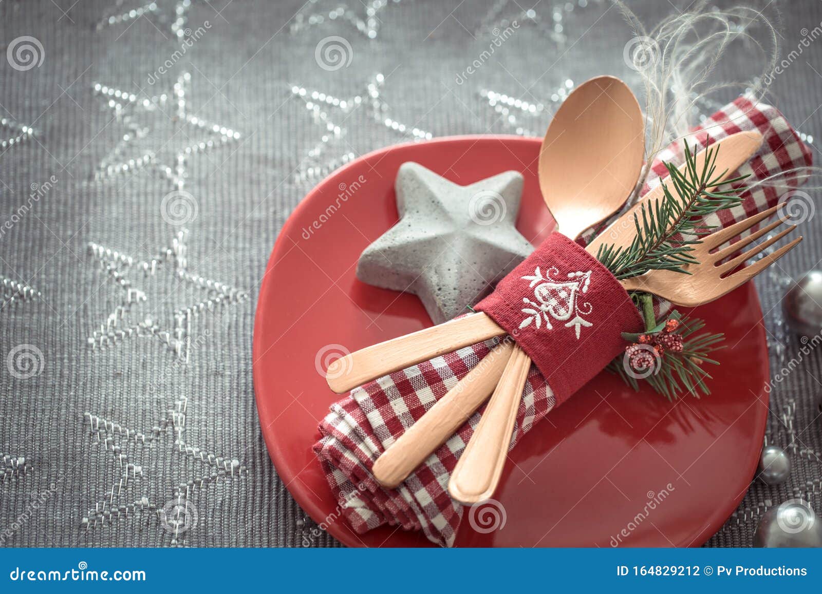 Beautiful Serving of Cutlery on the Christmas Table Stock Photo - Image ...