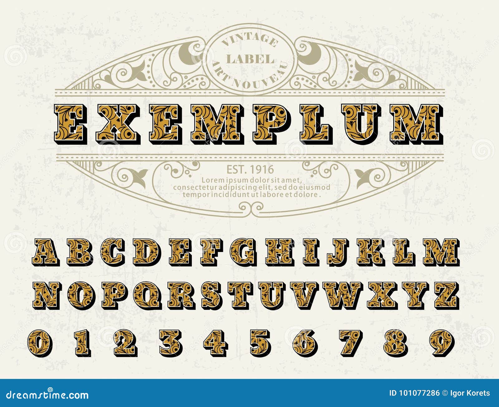 Beautiful Set Of Capital Letters Vintage Victorian Style Font With A