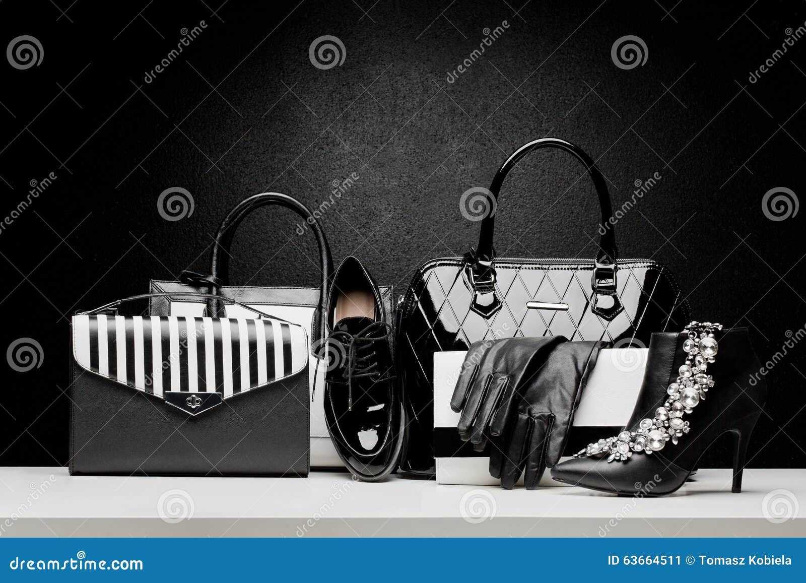 Beautiful Set of Women S Fashion Accessories on Black Background Stock ...