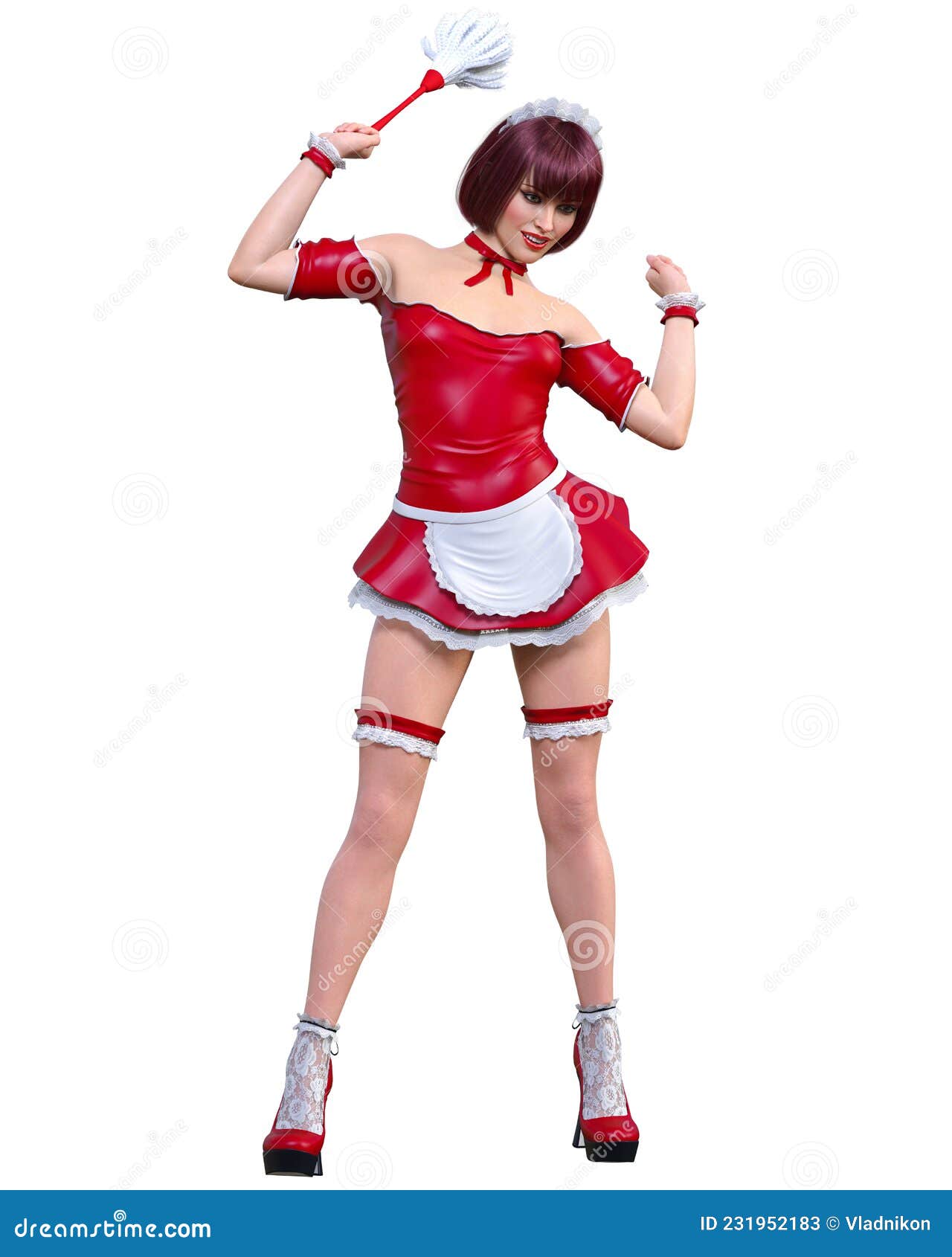 Atractive Woman in Maid Uniform Stock Illustration - Illustration of ...