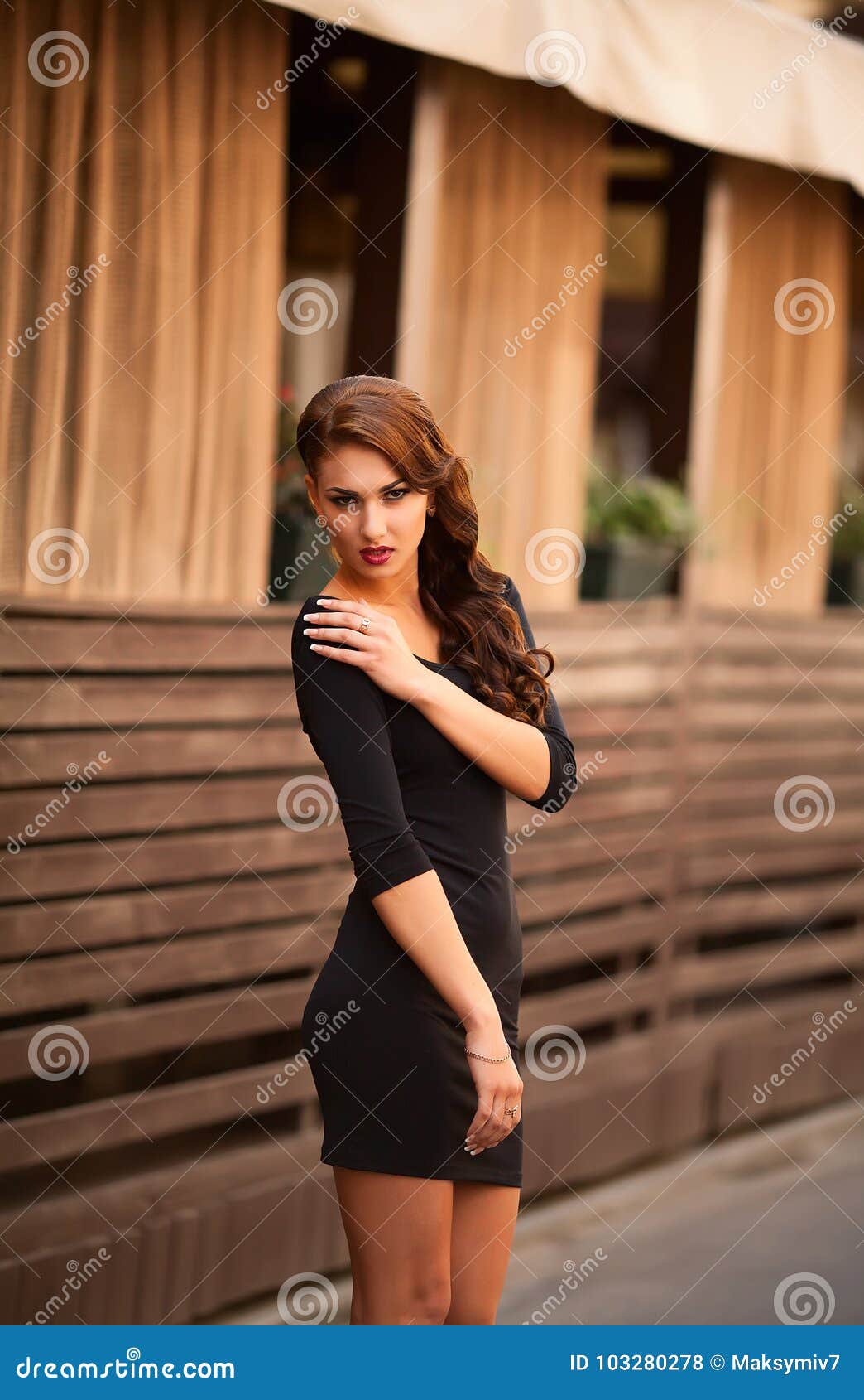 Beautiful Brunette on a City Street Stock Photo - Image of city, lady ...