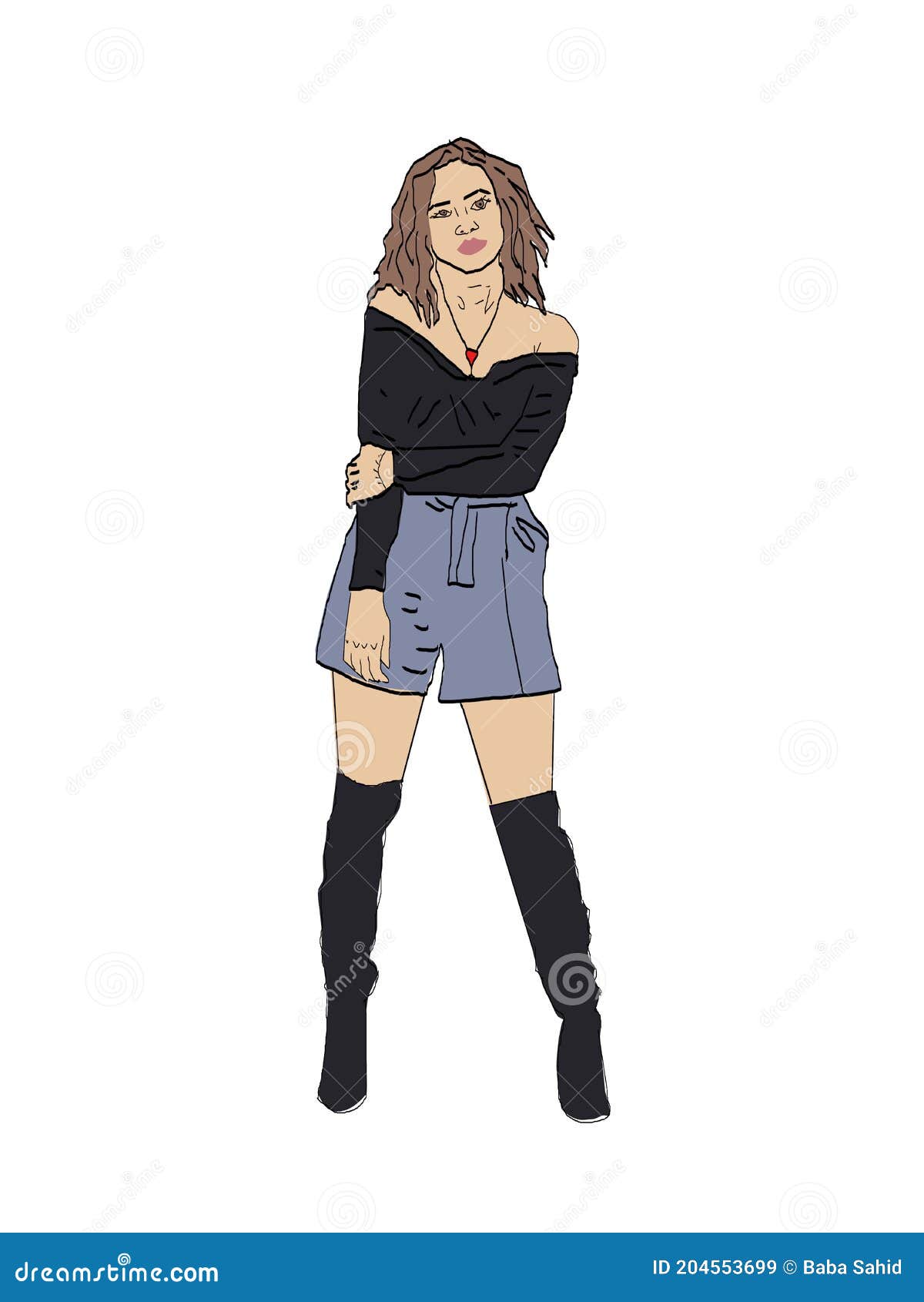 Beautiful and Cartoon Girl Drawing by Illustration Stock Illustration -  Illustration of face, brand: 204553699