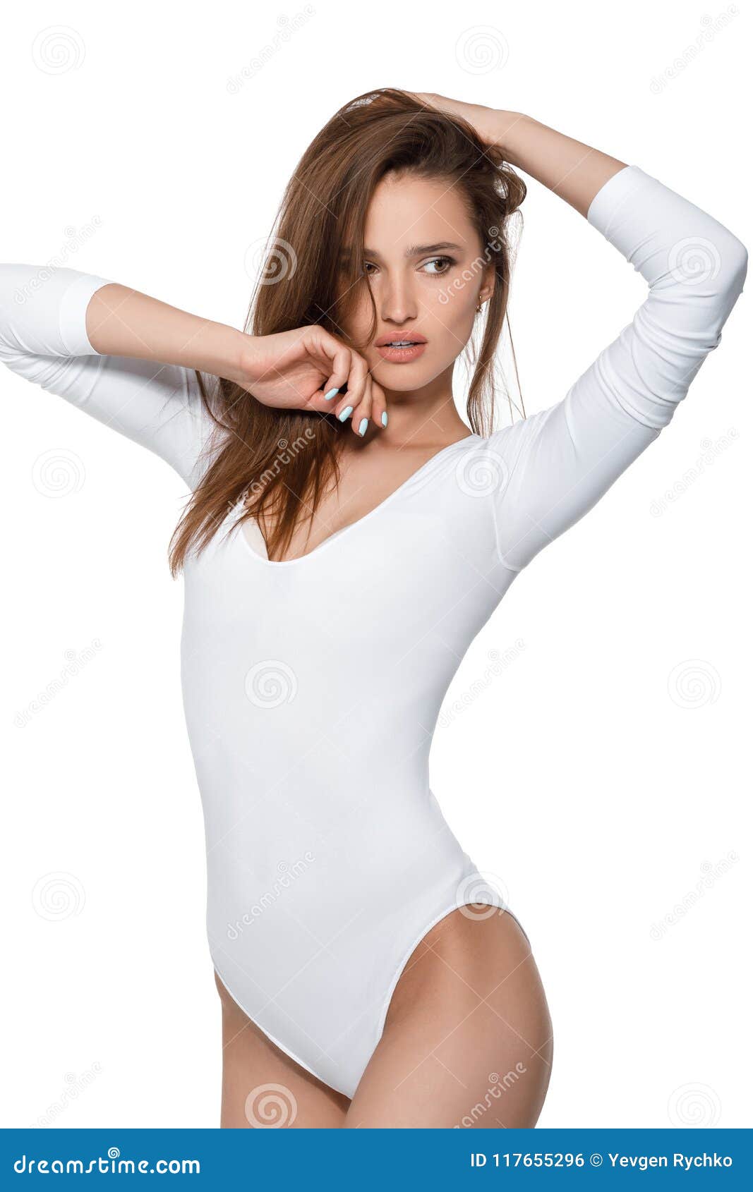 Beautiful Woman with Perfect Body in White Bodysuit Stock Photo - Image of  perfect, care: 117655296