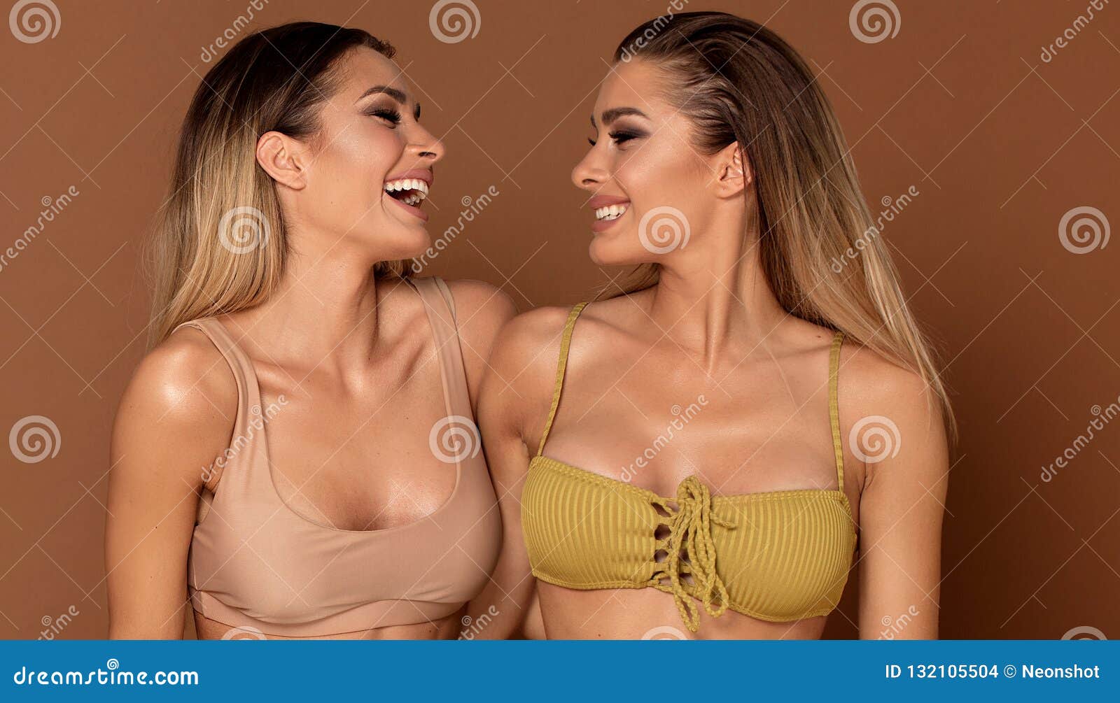 Beautiful Twins Sisters Having Fun Together Stock Photo - Image of healthy,  bikini: 132105504
