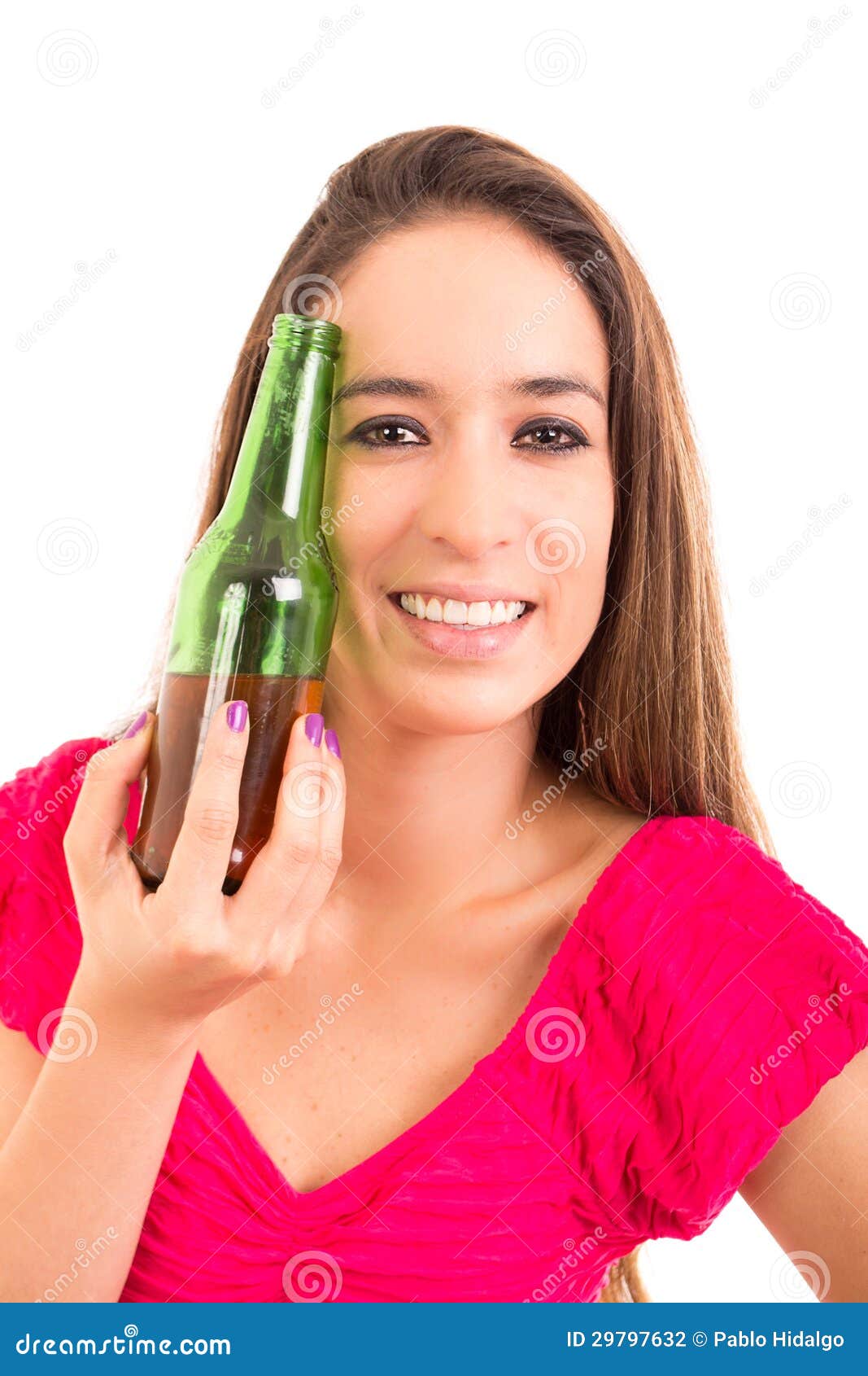Beautiful And Young Woman With Beer Stock Photo - Image of friendly ...