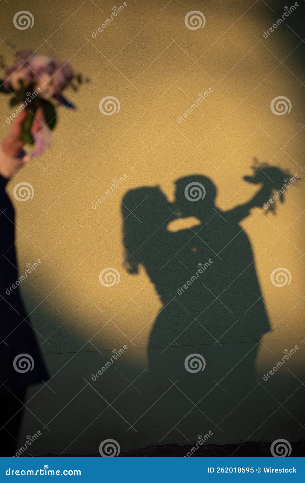Beautiful Shadow of a Kissing Couple on a Wall Stock Image Image of