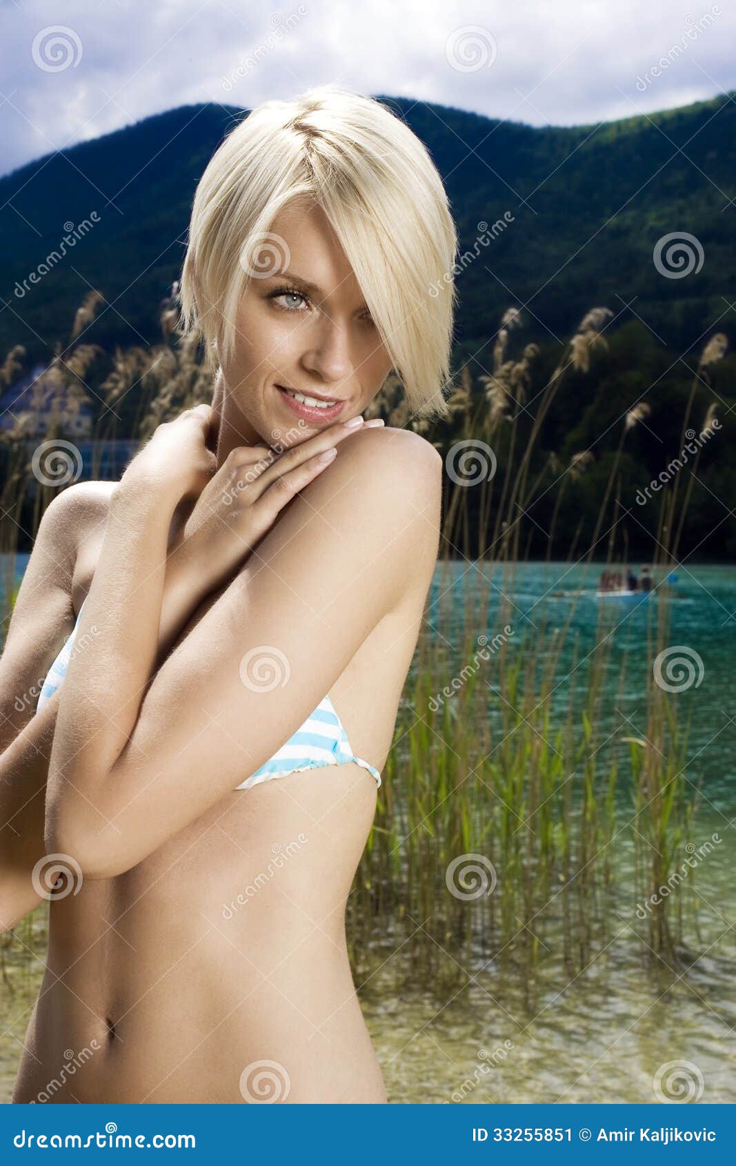 Beautiful Shapely Blond in a Bikini Stock Image photo