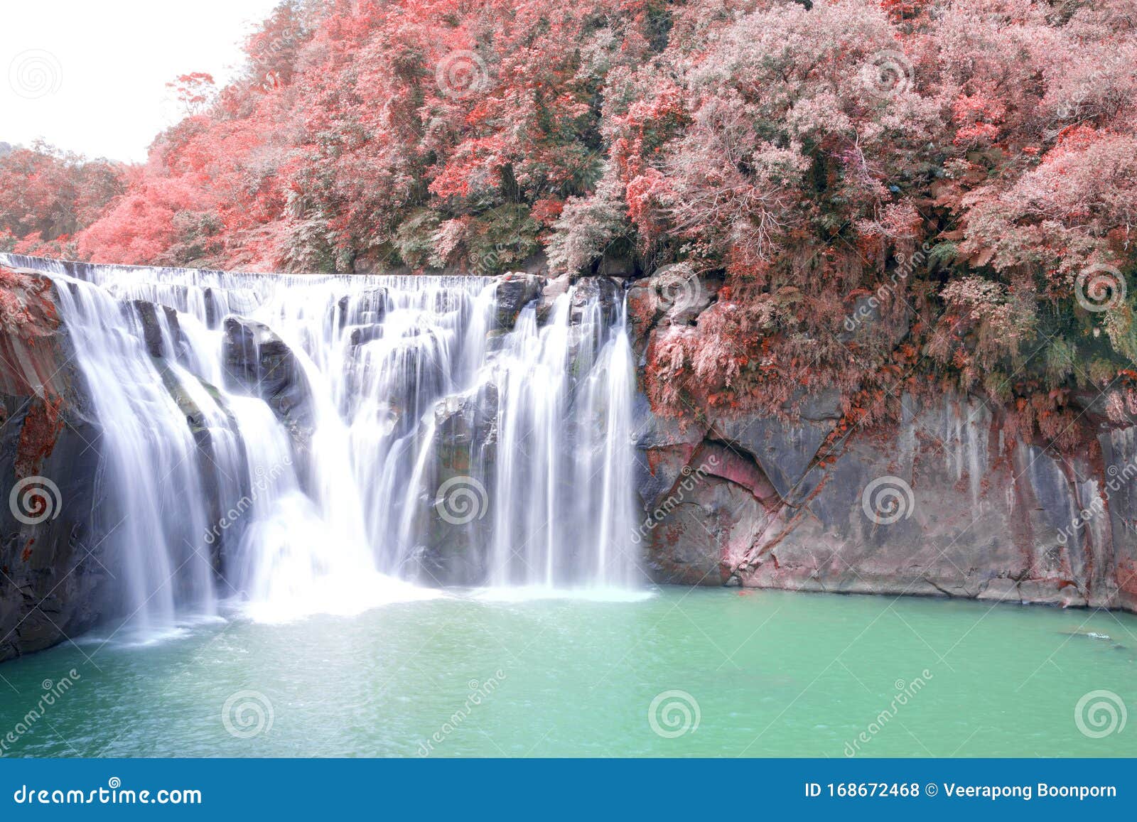 Beautiful Shifen Waterfall Nature Scenery Located in Pingxi District Taiwan Stock Photo Image of city, plant: 168672468