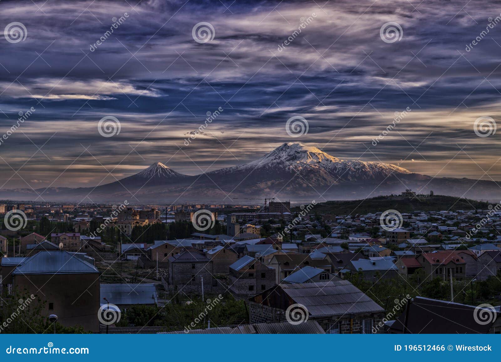 beautiful shot of the famous mount ararat view from an armenian village