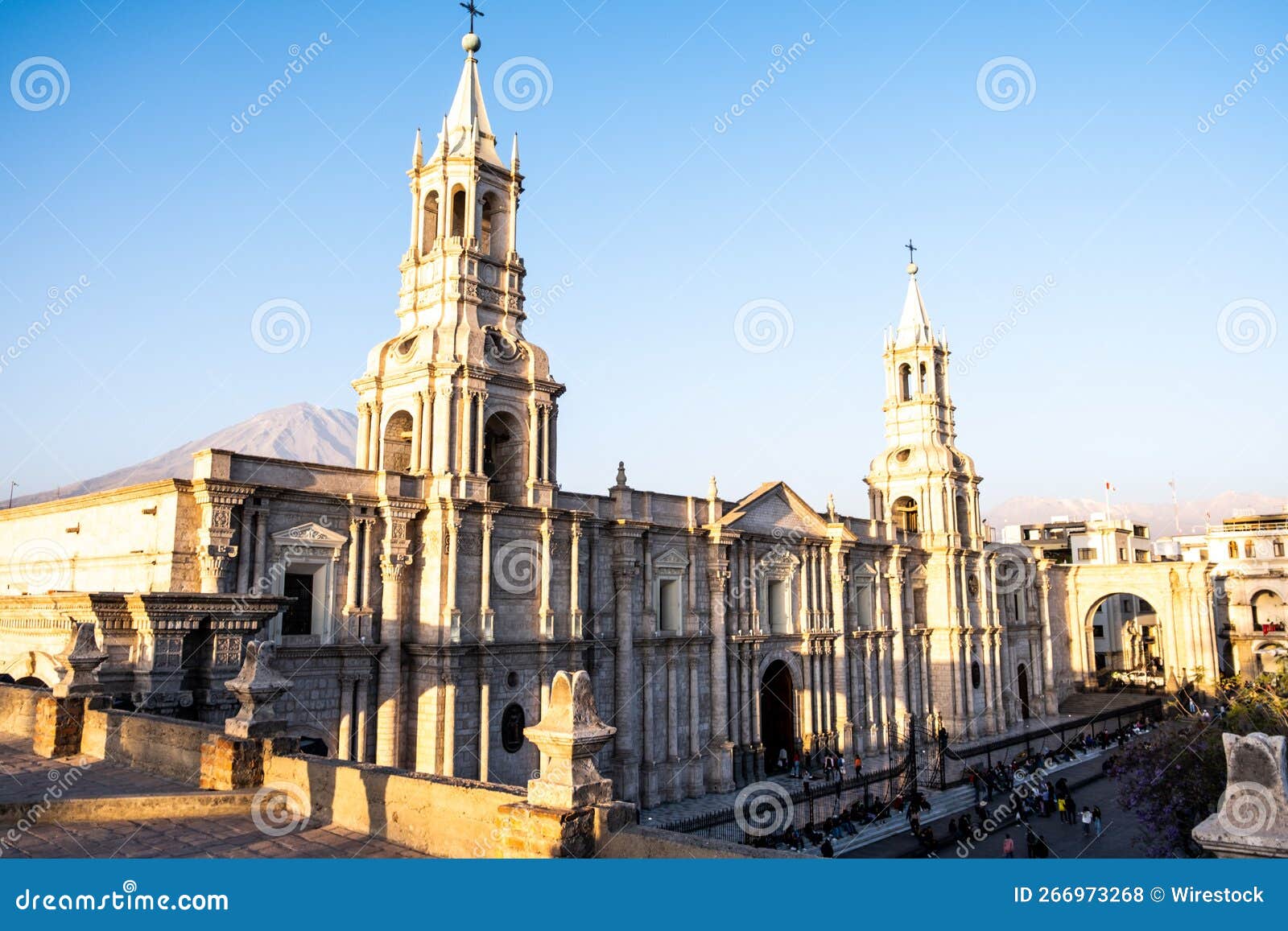 beautiful shot of the historic plaza de arma in arequipa, peru