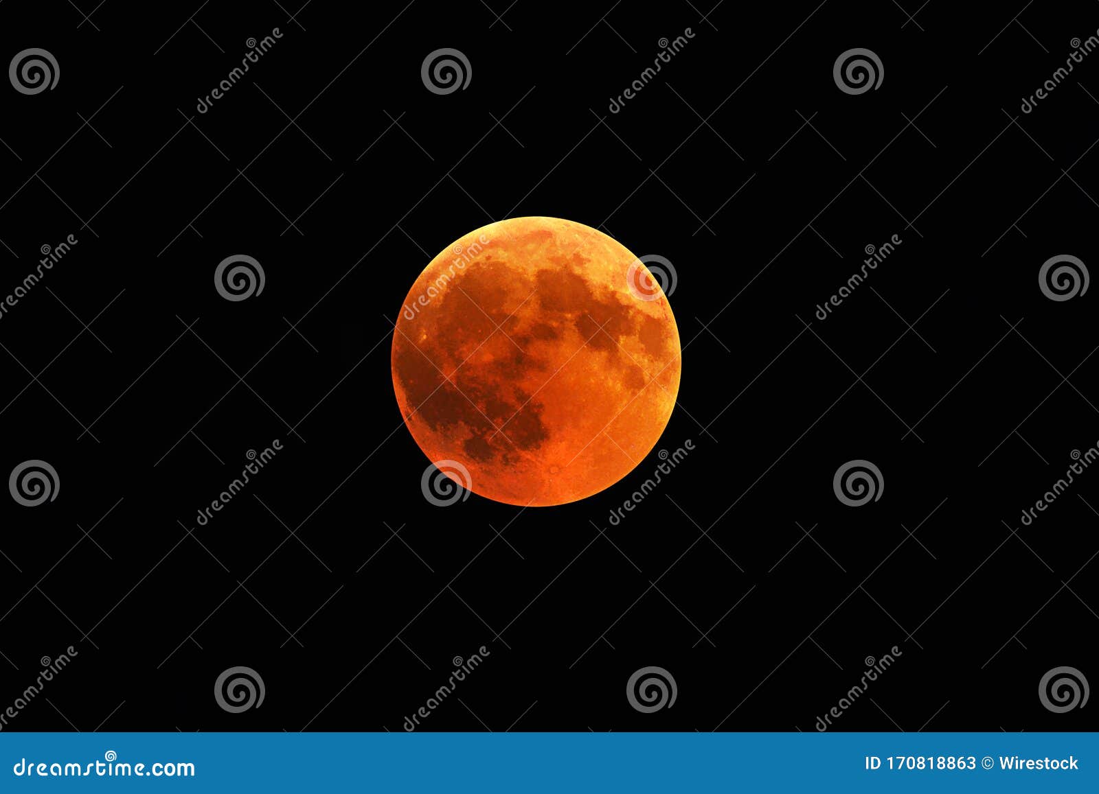 beautiful shot of a red moon, total lunar eclipse with a black night sky in the background