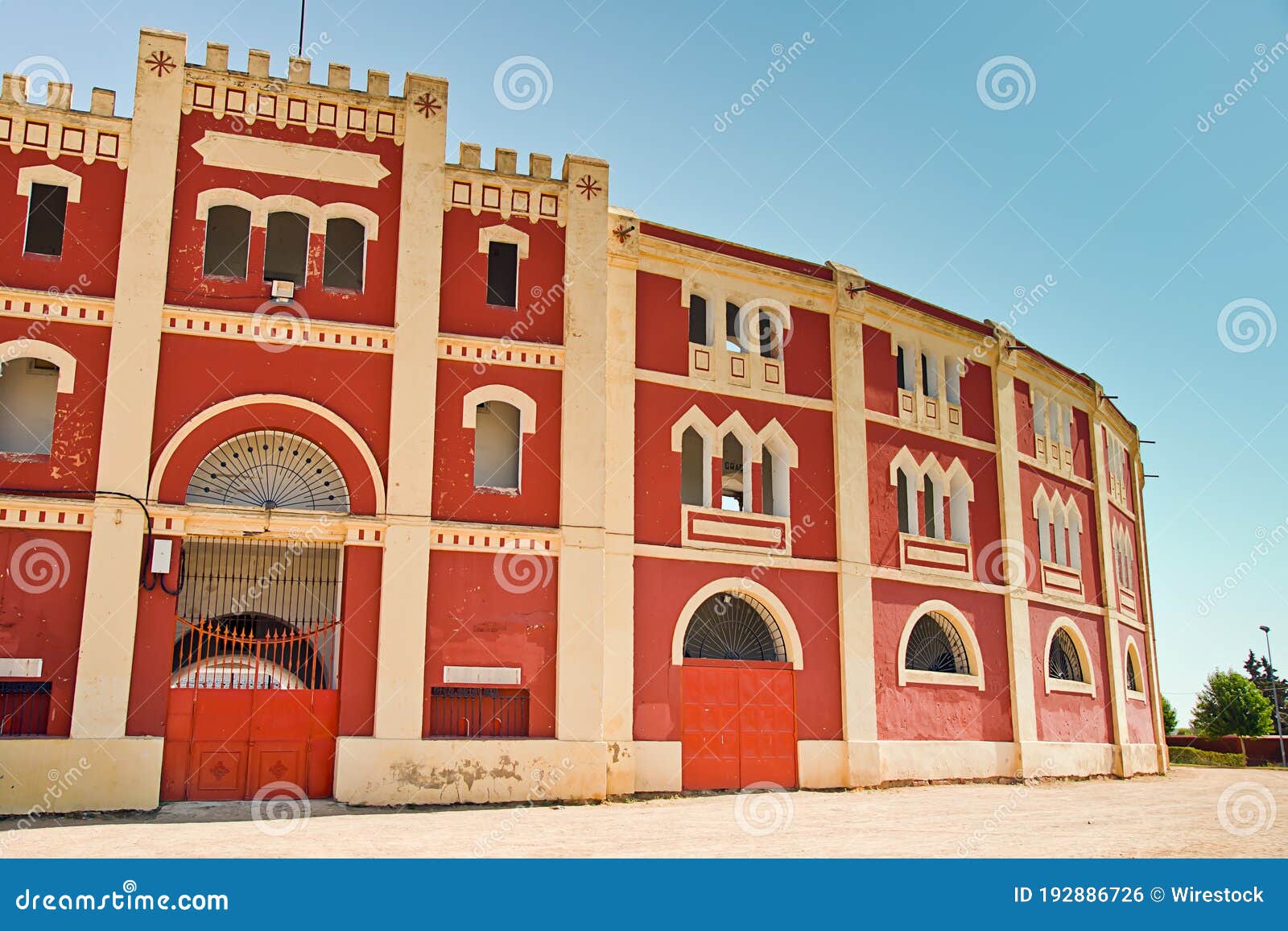 beautiful shot of the roman house of the mitreo under a clear blue sky in merida, spain