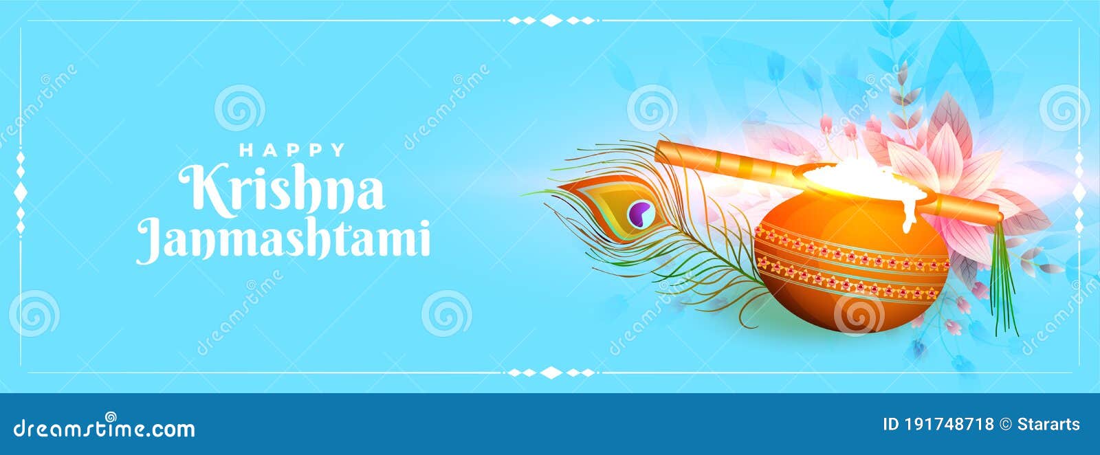 Beautiful Shree Krishna Janmashtami Festival Banner Design Stock ...