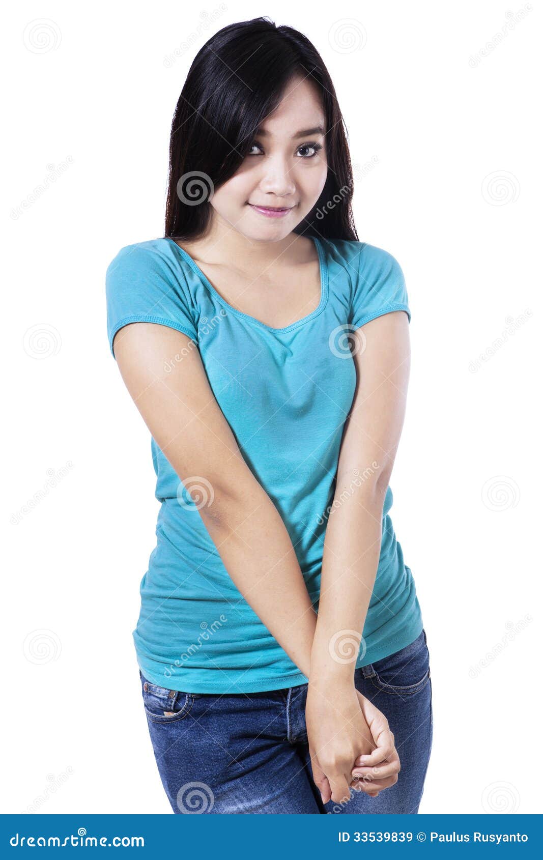 A Beautiful Shy Young Asian Girl Stock Image Image Of Asian Jeans