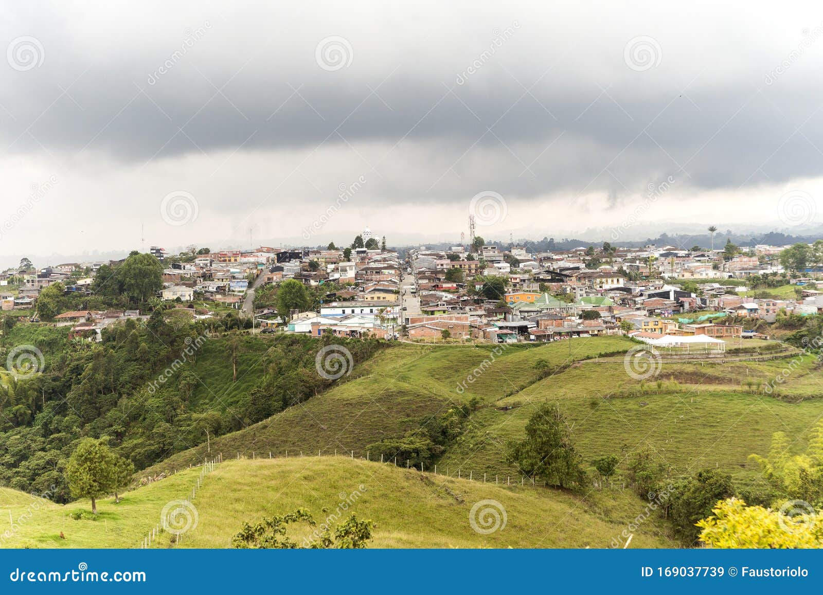 beautiful sights of lookout of filandia in quindio, colombia.