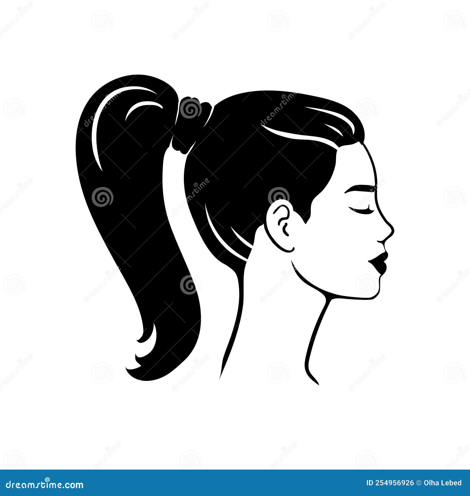 Beautiful Silhouette of Hairstyle for Women. Stock Vector