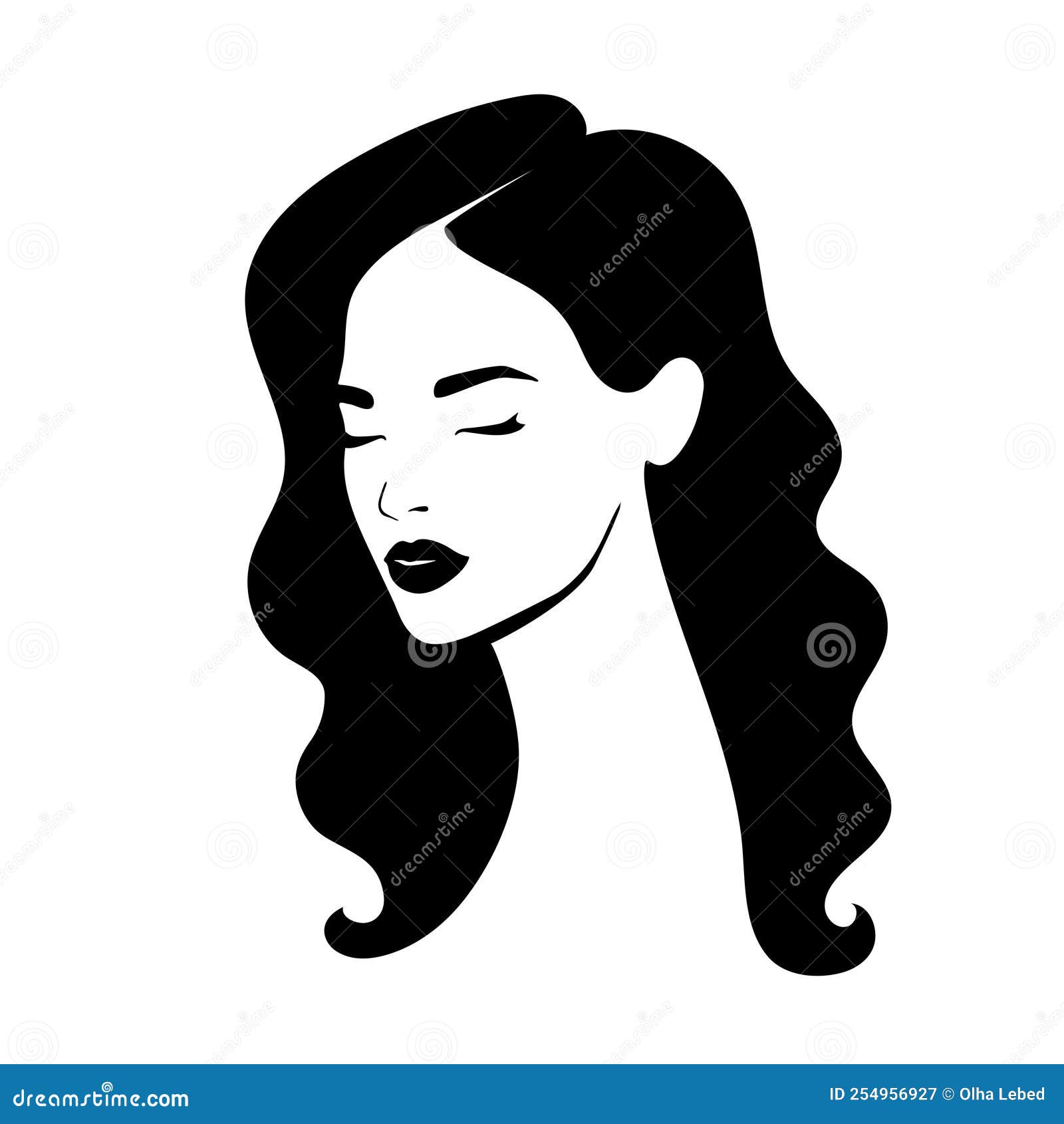 Beautiful Silhouette of Hairstyle for Women. Stration Stock Vector
