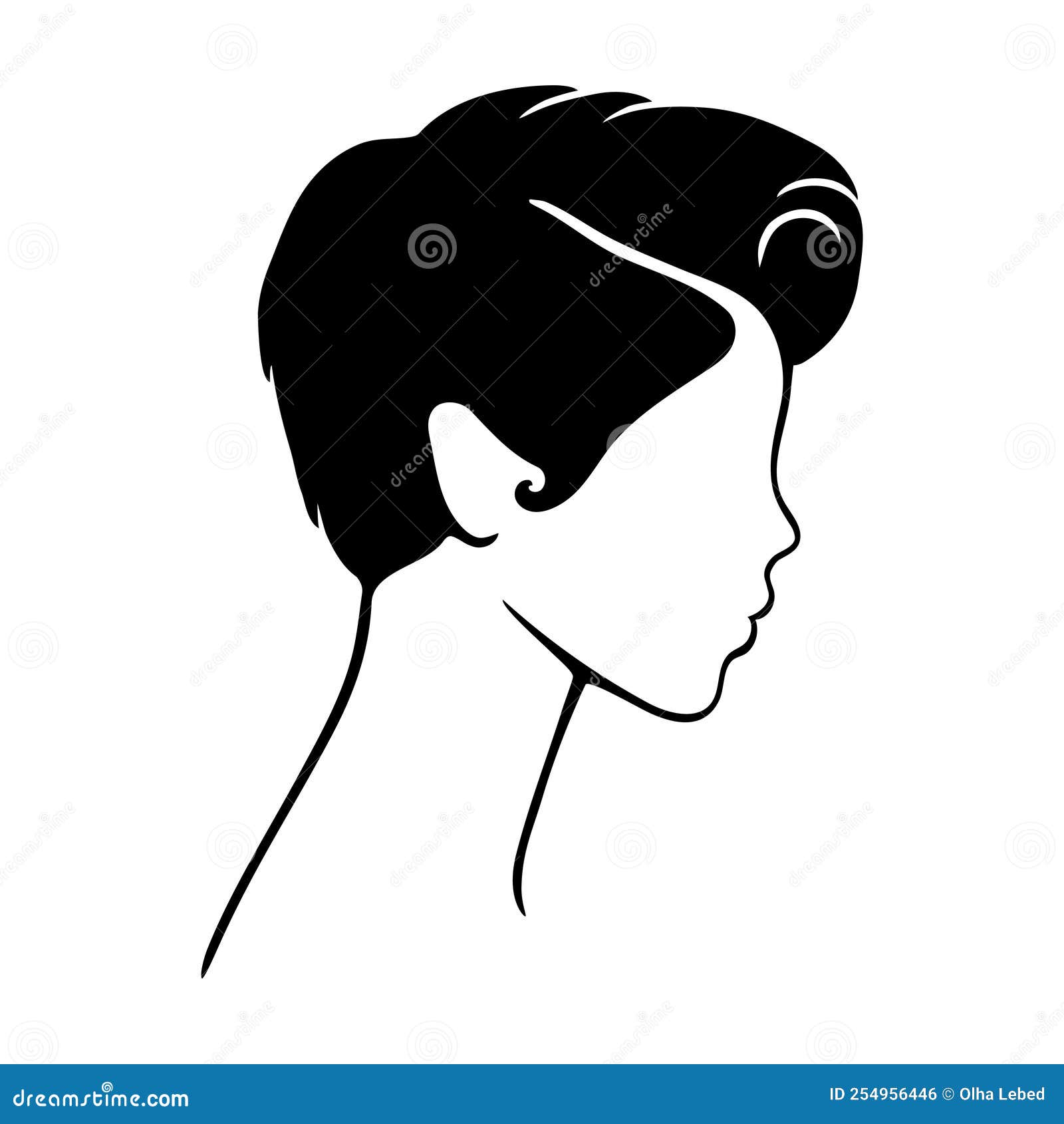 Beautiful Silhouette Woman with Short Hair Stock Vector Illustration