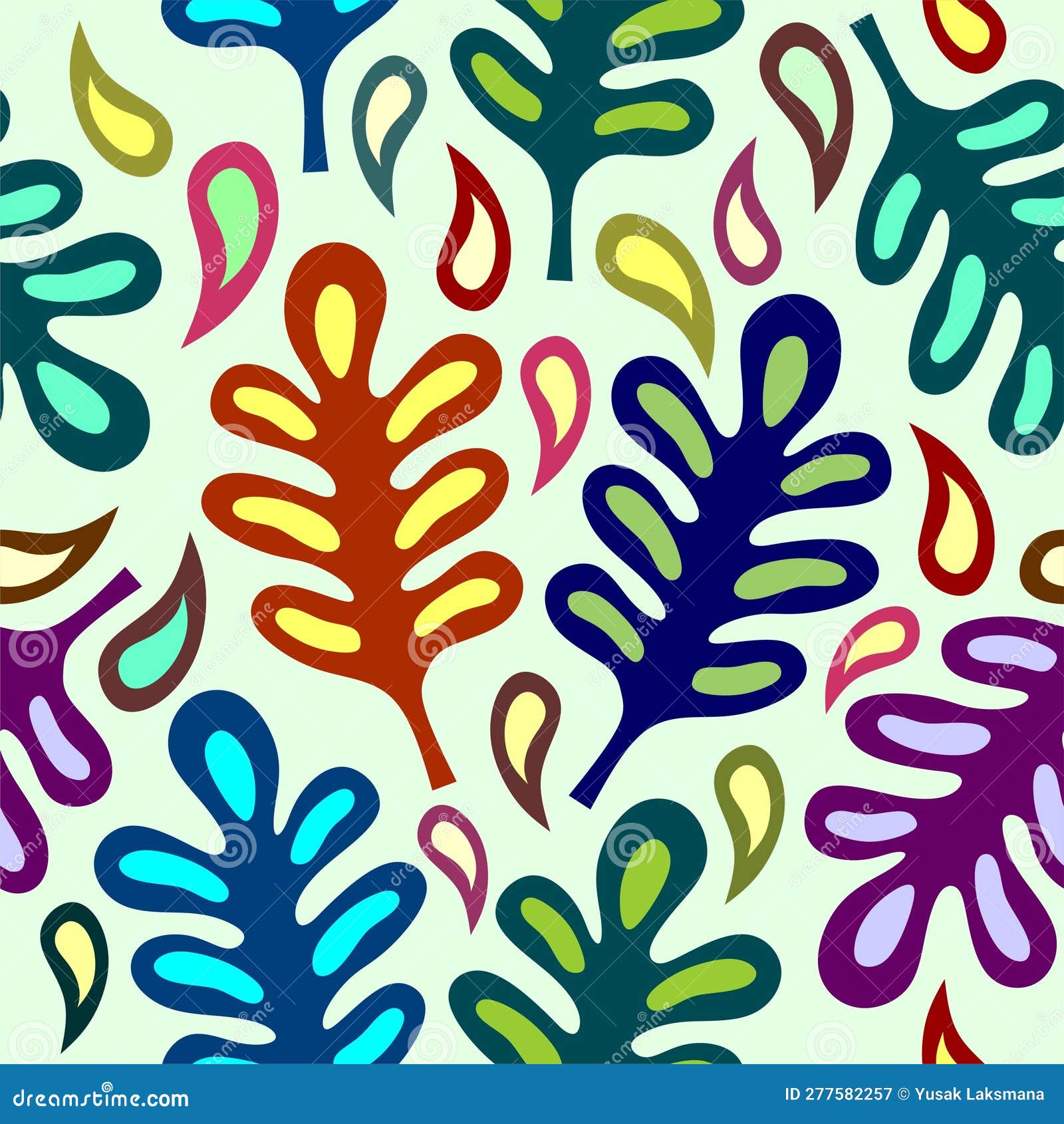 semaless  of colorful leaf in comic style. simple and minimalist  for background.