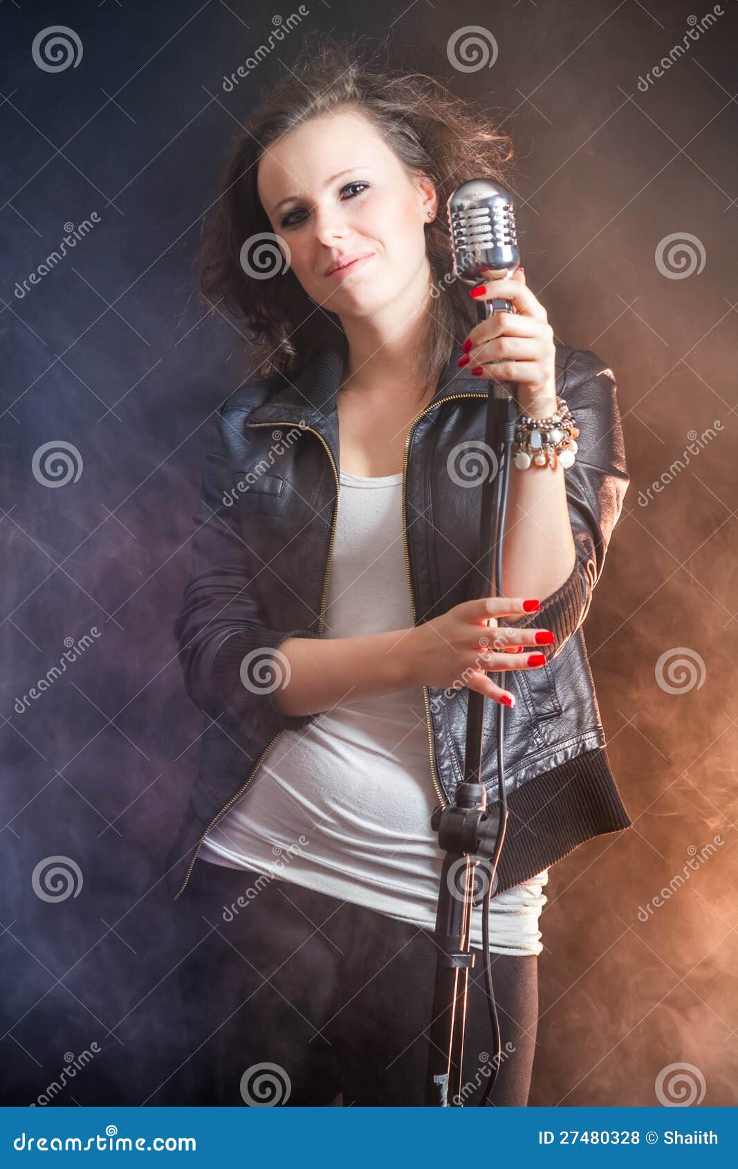 Beautiful Singer with Microphone Stock Photo Image of club, adult