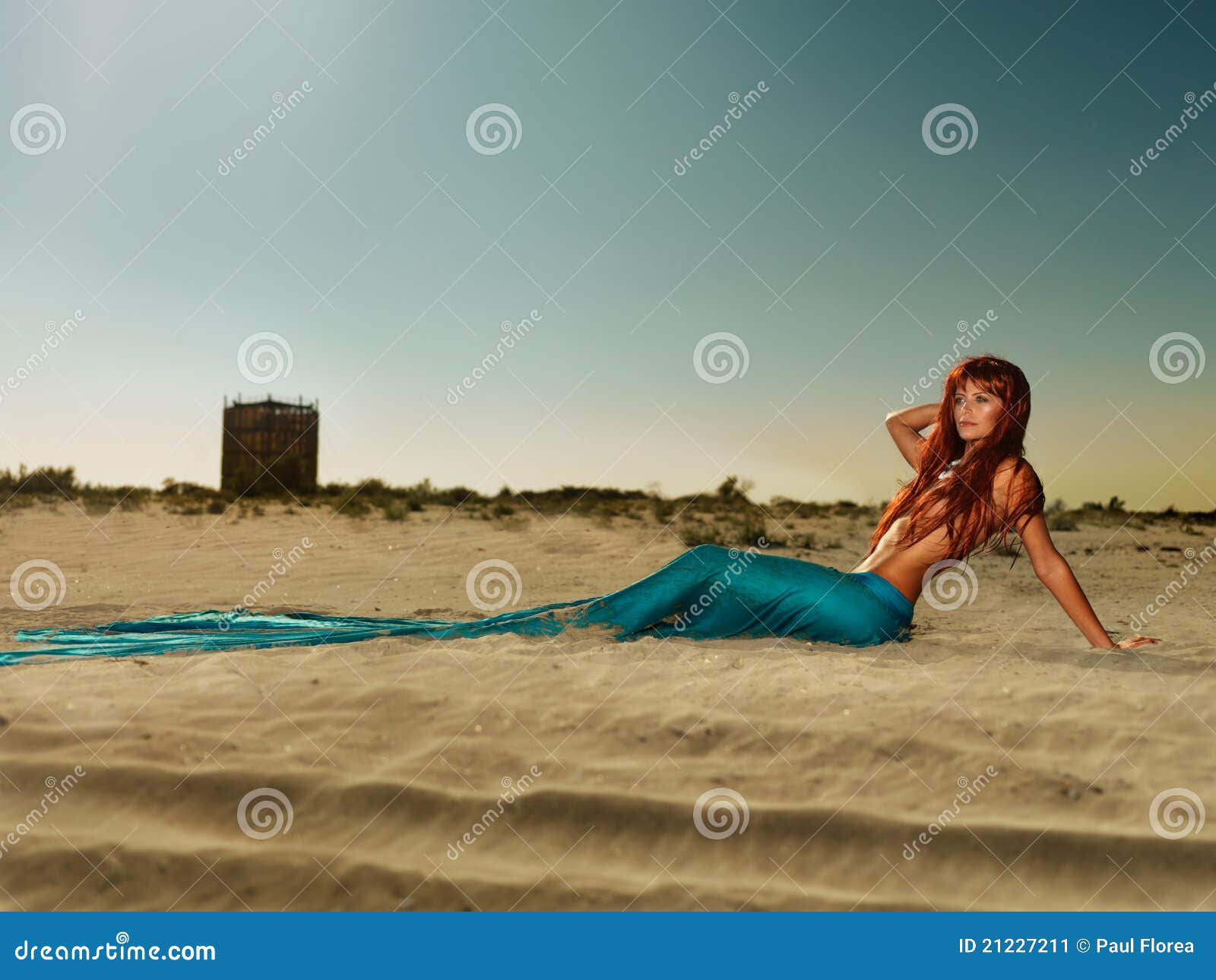 Beautiful Siren on Sandy Beach Stock Image - Image of ocean