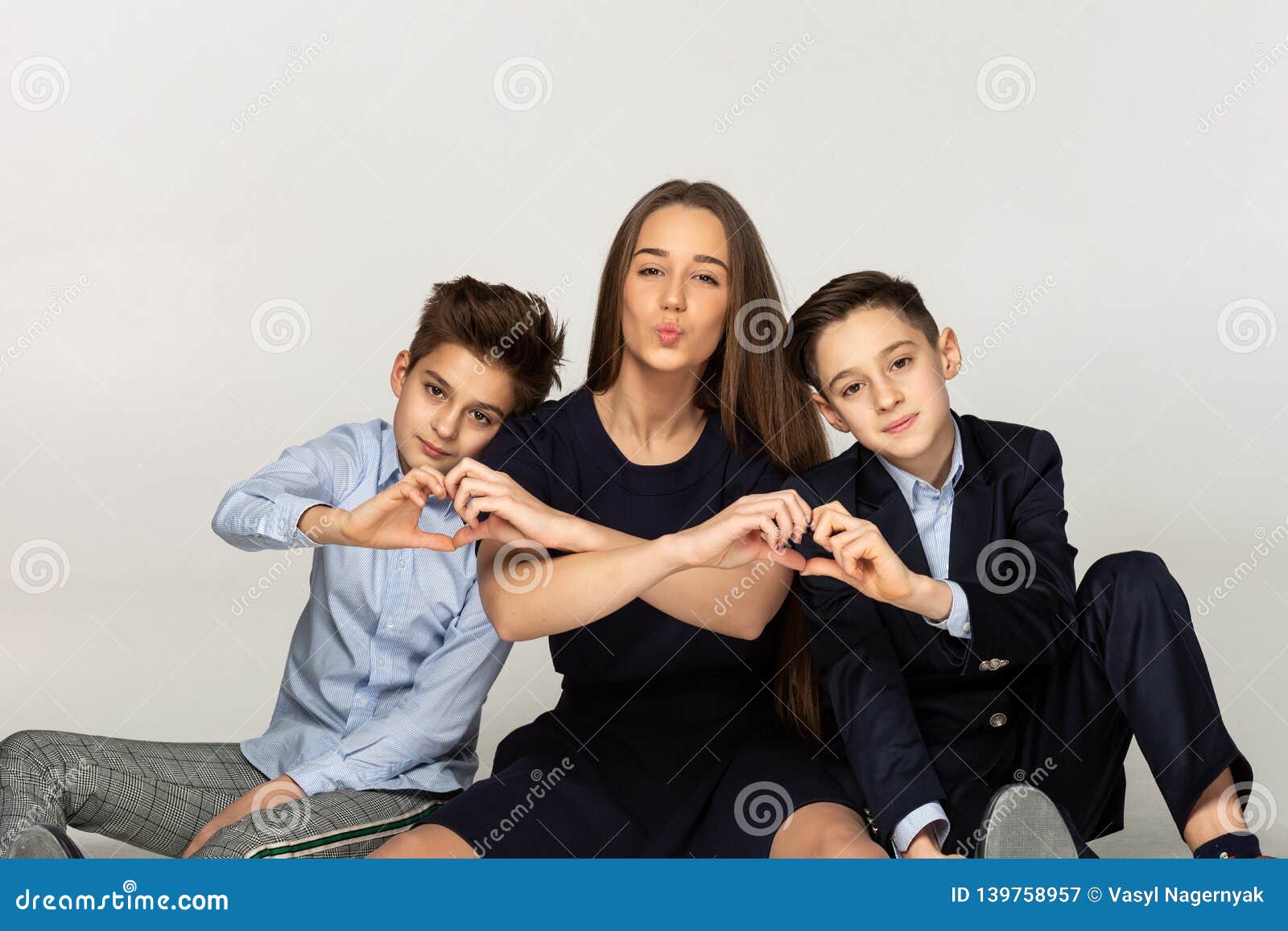 Brothers making love Beautiful Sister Sitting On The Ground With Two Younger Brothers Stock Image Image Of Brunette Portrait 139758957