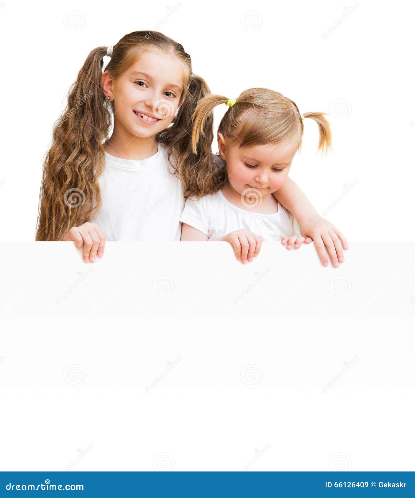 Beautiful Sisters with Board Stock Image Image of copy, happy 66126409