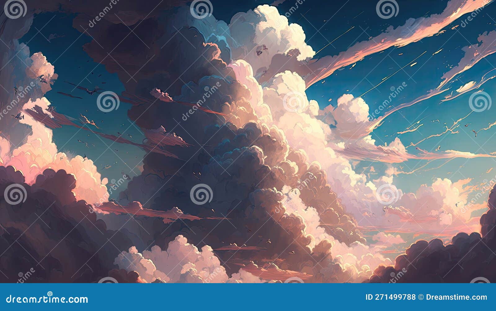 beautiful sky with mesmerizings clouds, generative ai