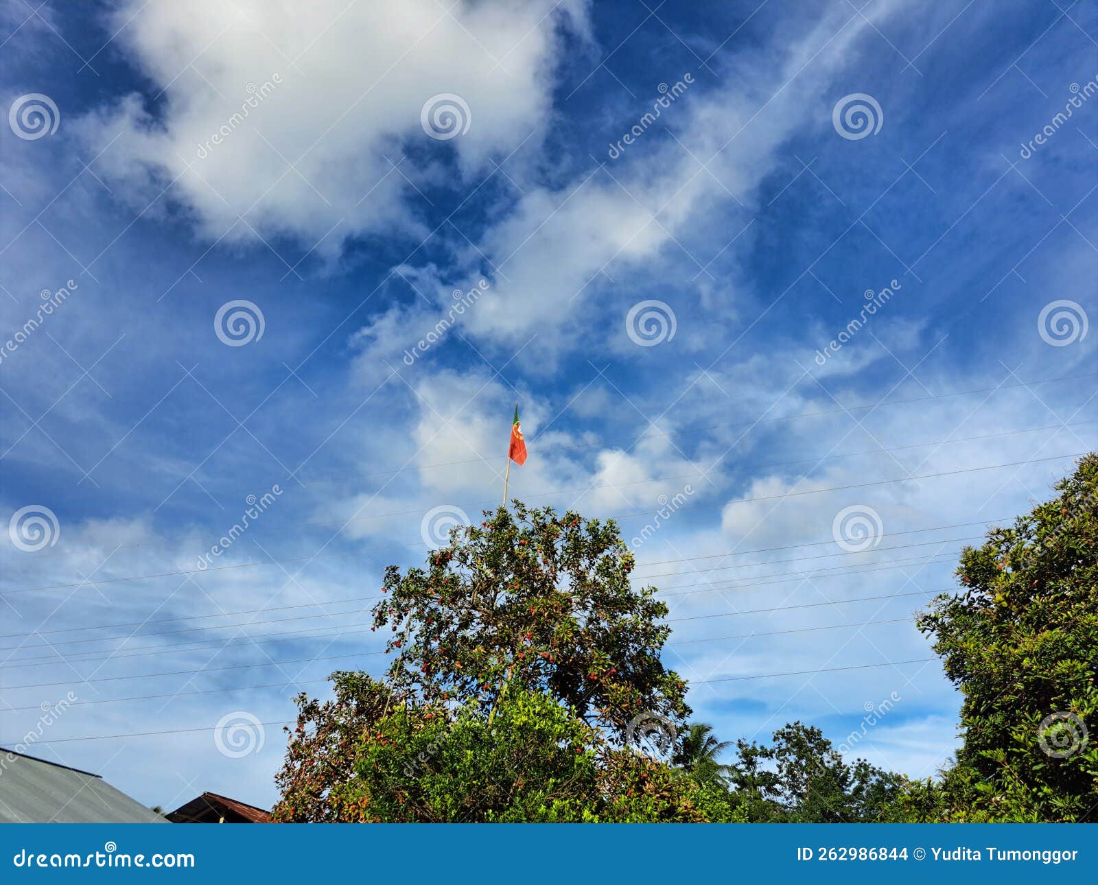 Beautiful Sky with Portuguese Flag in the Middle Stock Photo Image of