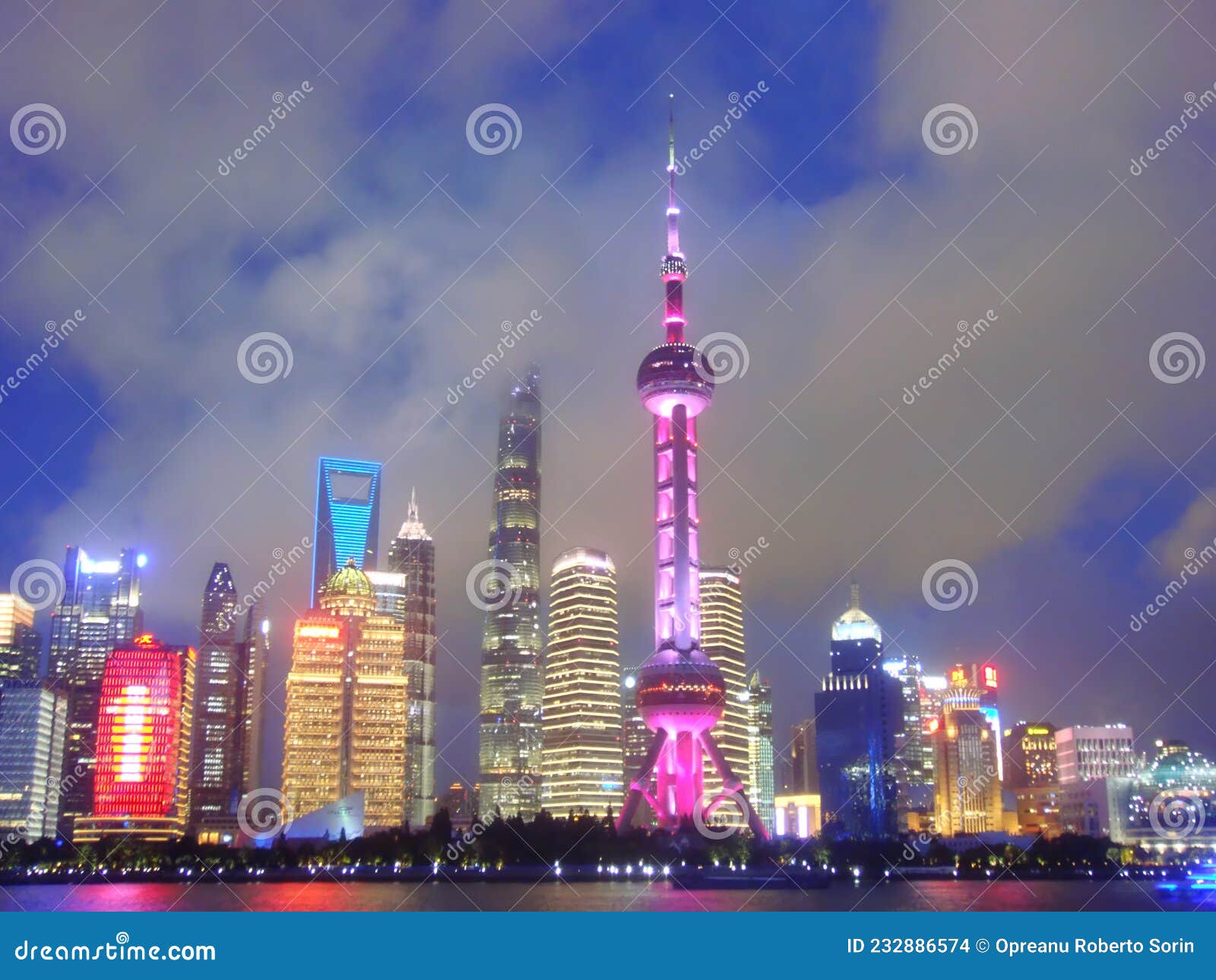 SHANGHAI SKYLINE AT NIGHT GLOSSY POSTER PICTURE PHOTO world financial china 2189 