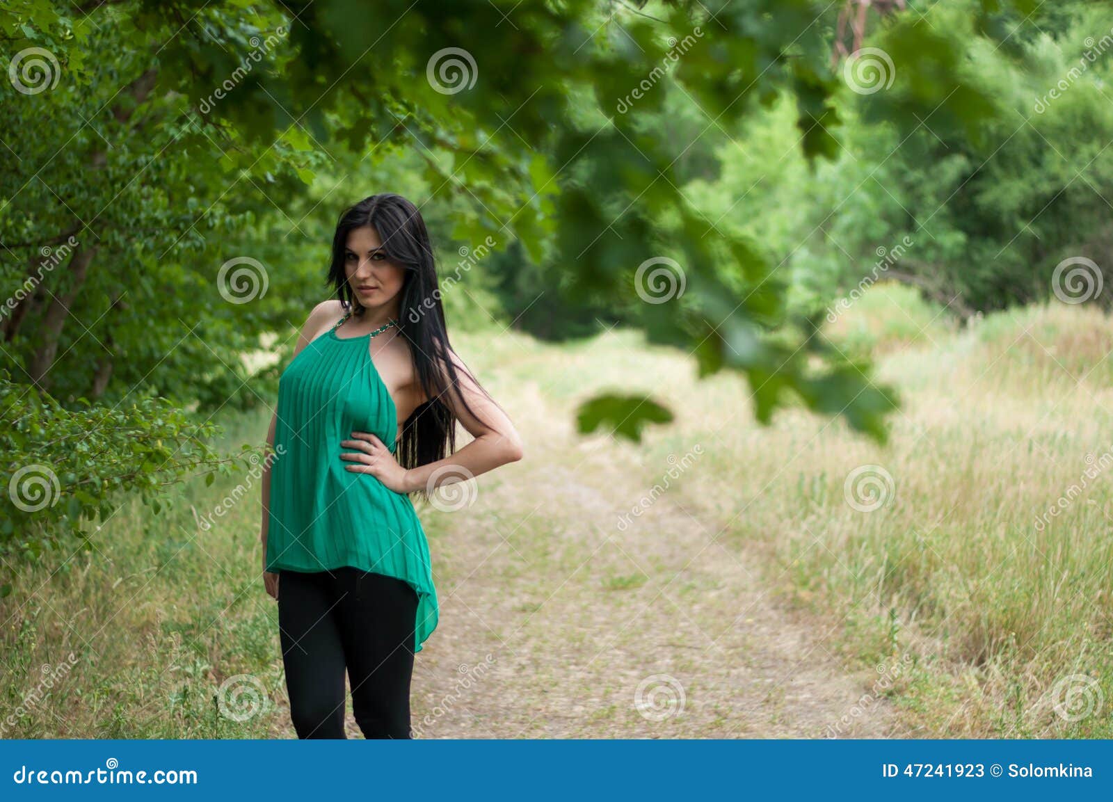 Beautiful Slim Brunette Girl On A Walk Stock Image Image Of Portrait Caucasian 47241923