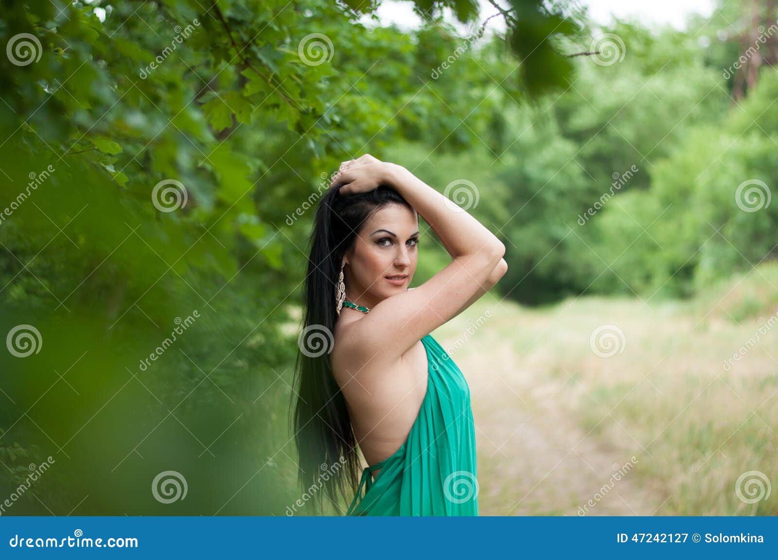 Beautiful Slim Brunette Girl On A Walk Stock Image Image Of Brunette