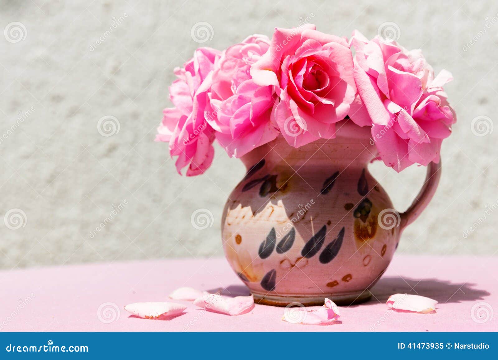 Beautiful Small Vase with Pink Flowers Stock Image Image of affection