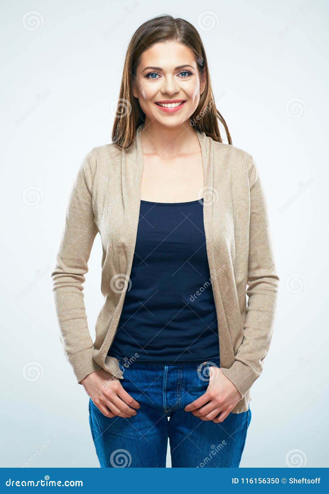 Beautiful Smiling Casual Dressed Young Woman Stock Photo - Image of ...