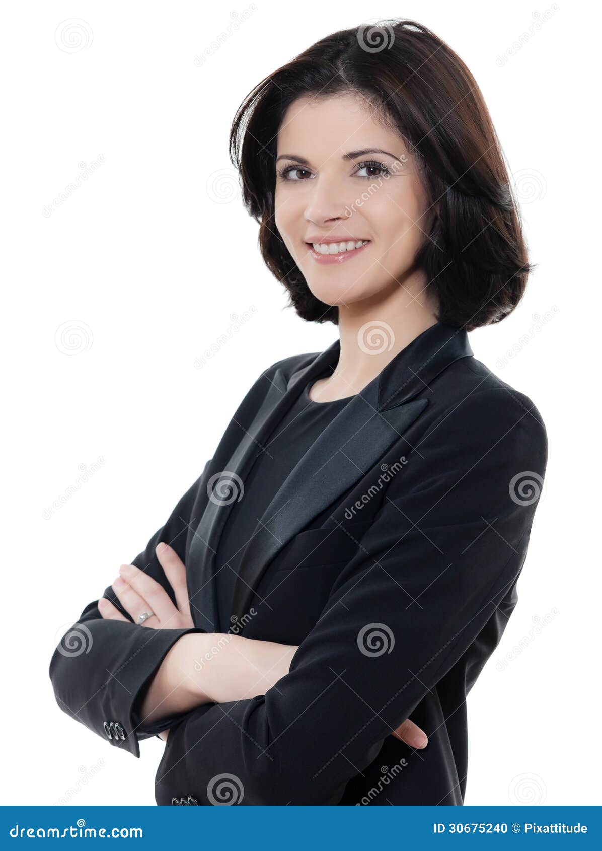 beautiful smiling caucasian business woman portrait arms crossed