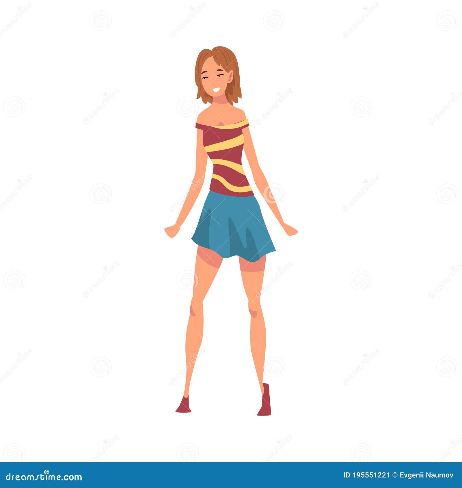Beautiful Smiling Girl in Casual Clothes Cartoon Vector Illustration on ...