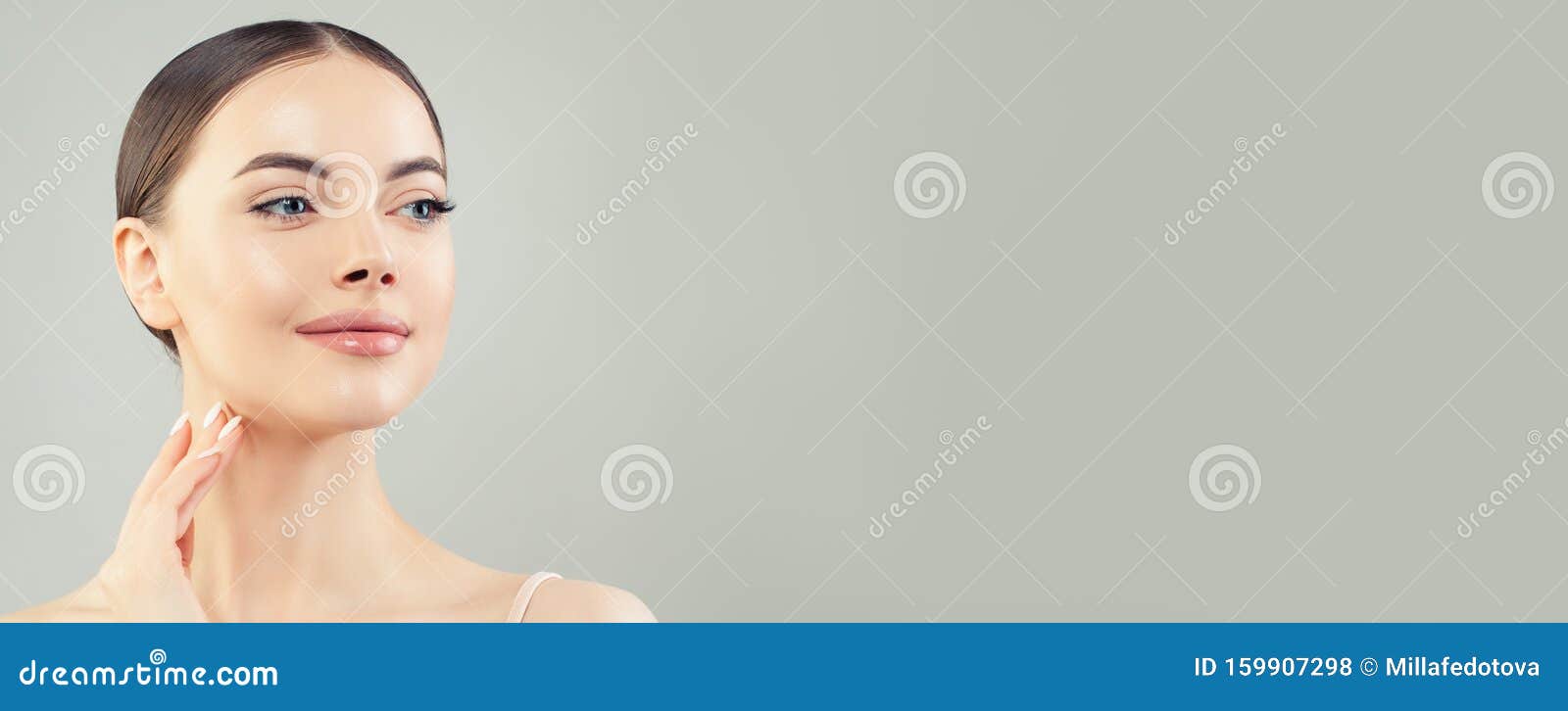 beautiful smiling woman with healthy skin, skin care concept