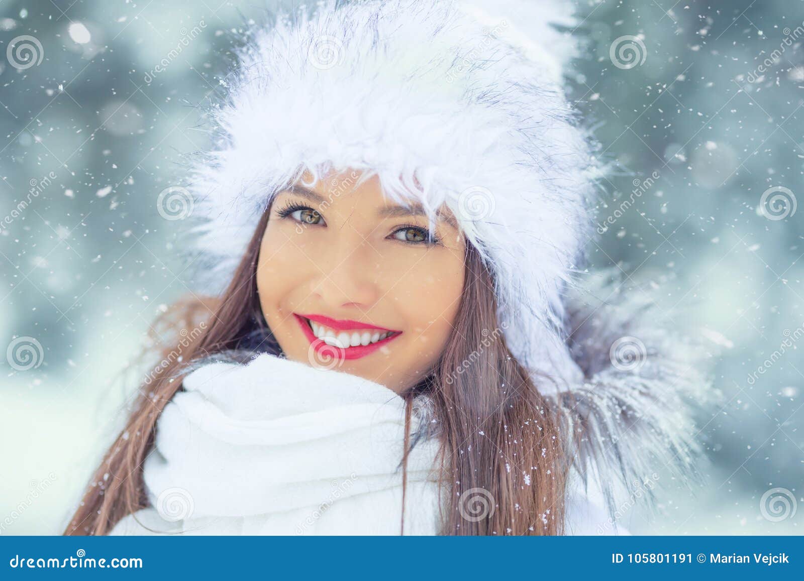 Beautiful Smiling Young Woman in Warm Clothing. the Concept of P Stock ...