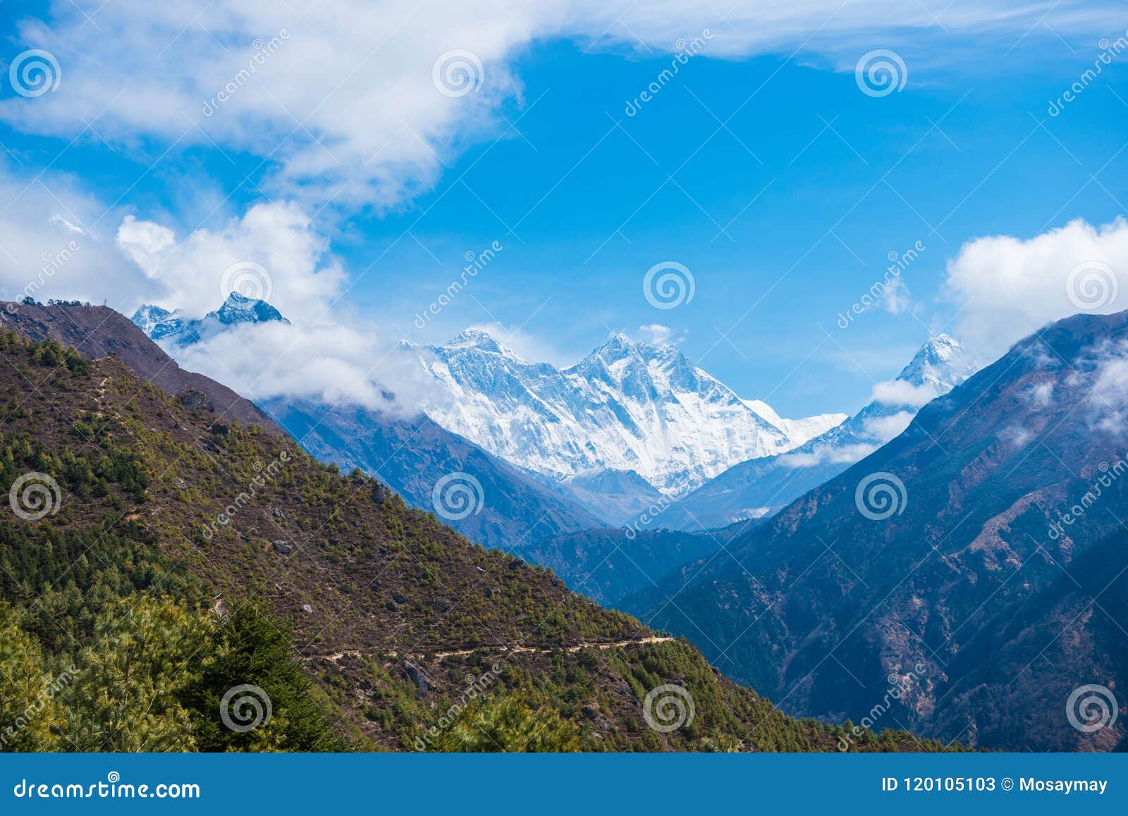 beautiful snow defile mountain landscape, trekking route to the