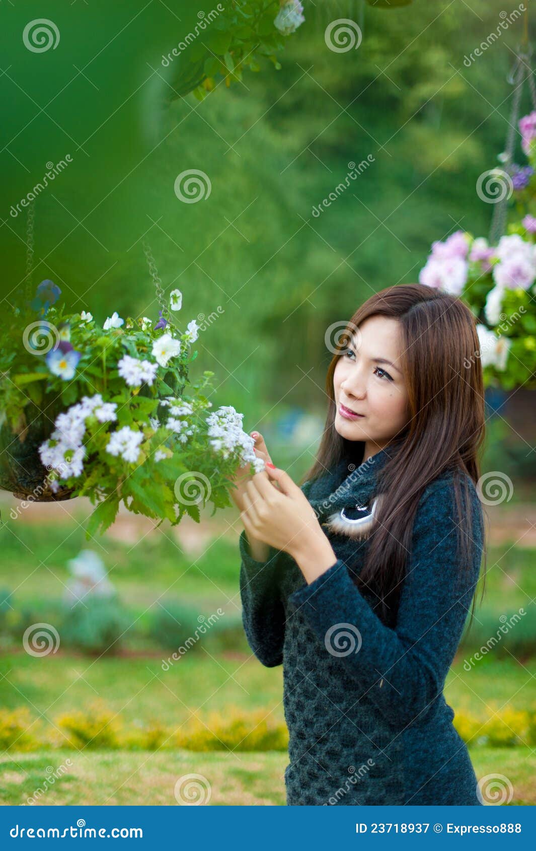 Beautiful South Asian Girl And Flowers Stock Image Image