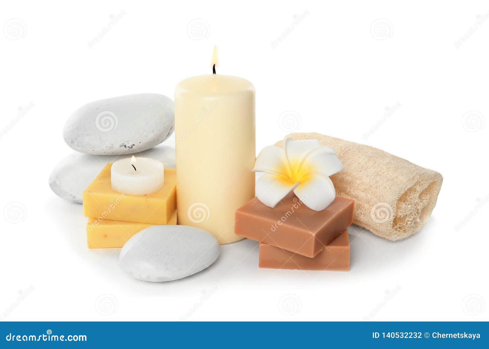 Beautiful Spa Composition with Candles and Soap Stock Photo Image of