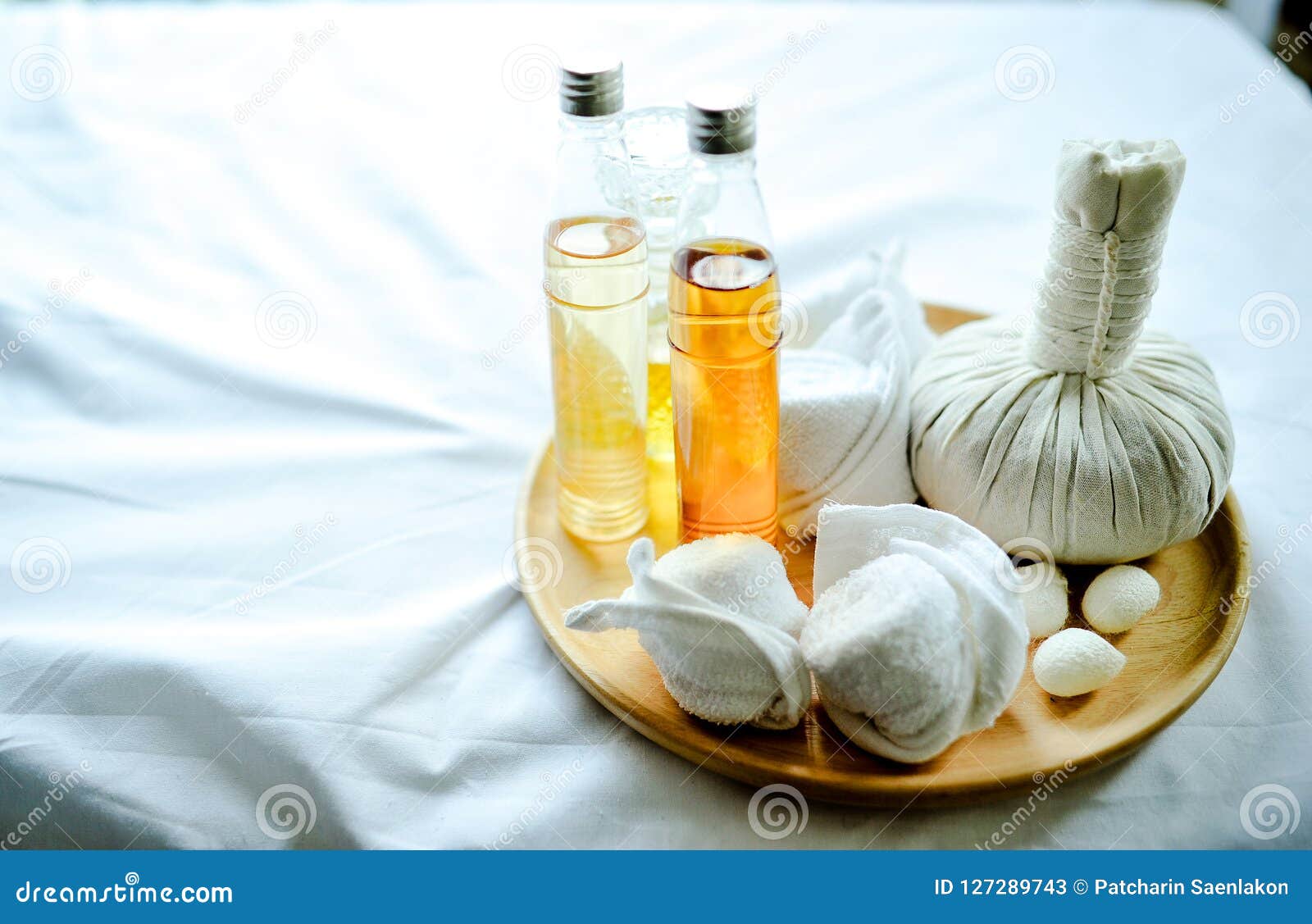 A Beautiful Spa Element on a White Fabric Floor Called a Couch. Stock