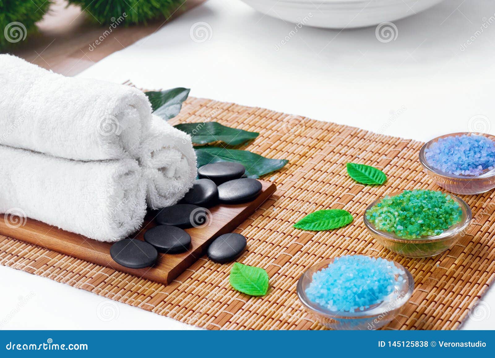 Beautiful Spa and Wellness Setting Composition on Massage Table in ...