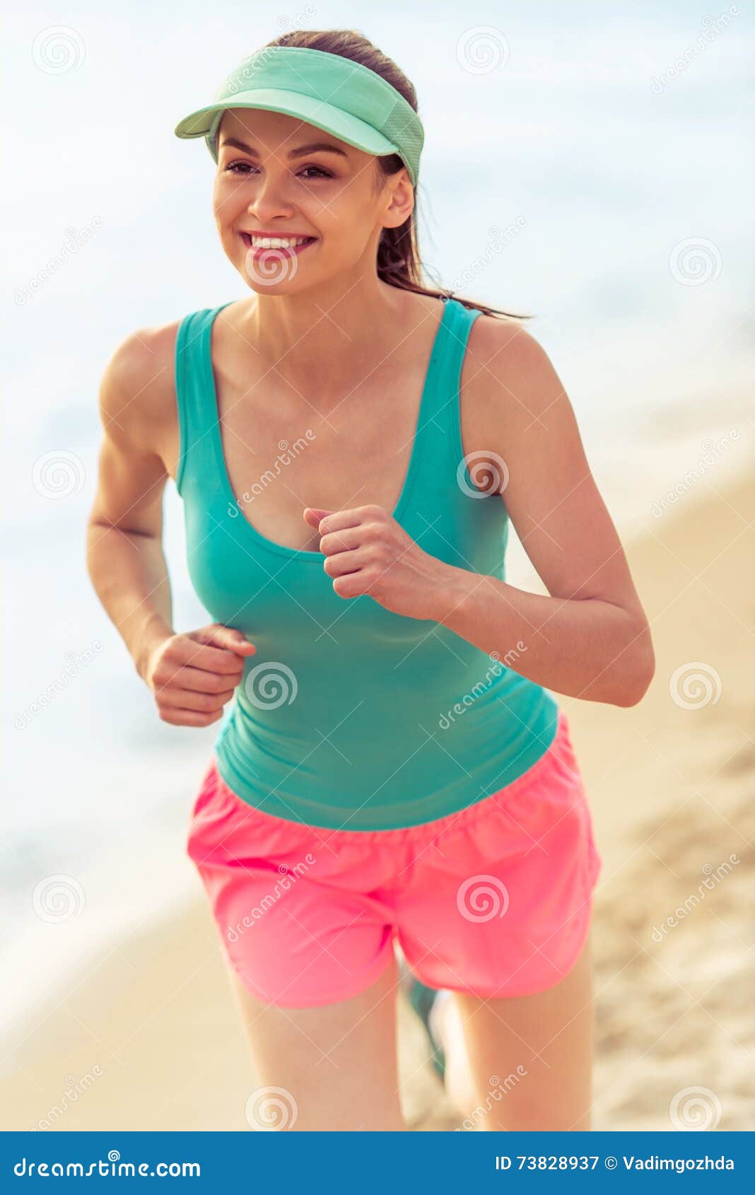 Beautiful Sport Girl on the Beach Stock Image - Image of caucasian ...