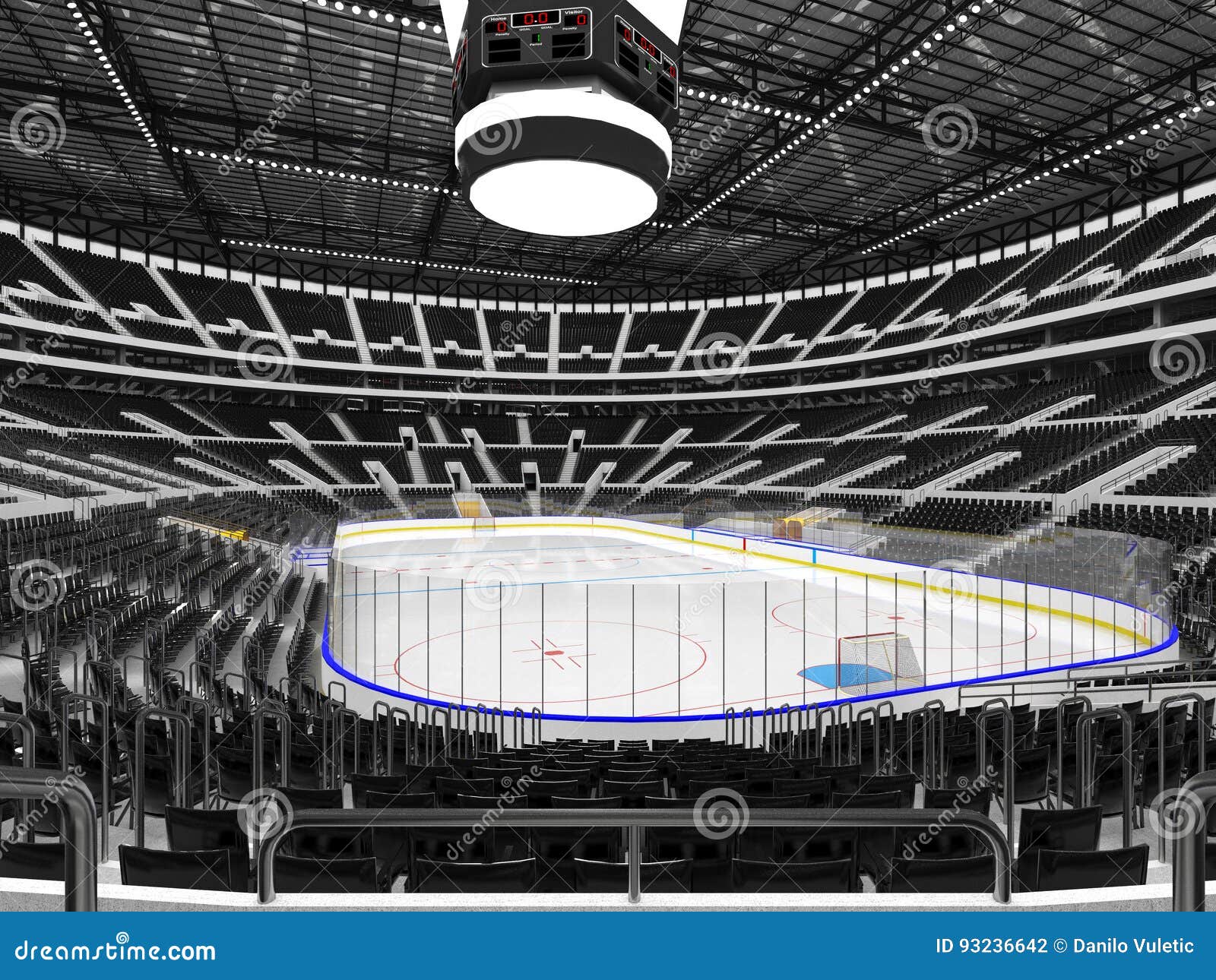 Beautiful Sports Arena for Ice Hockey with Black Seats VIP Box Stock Illustration