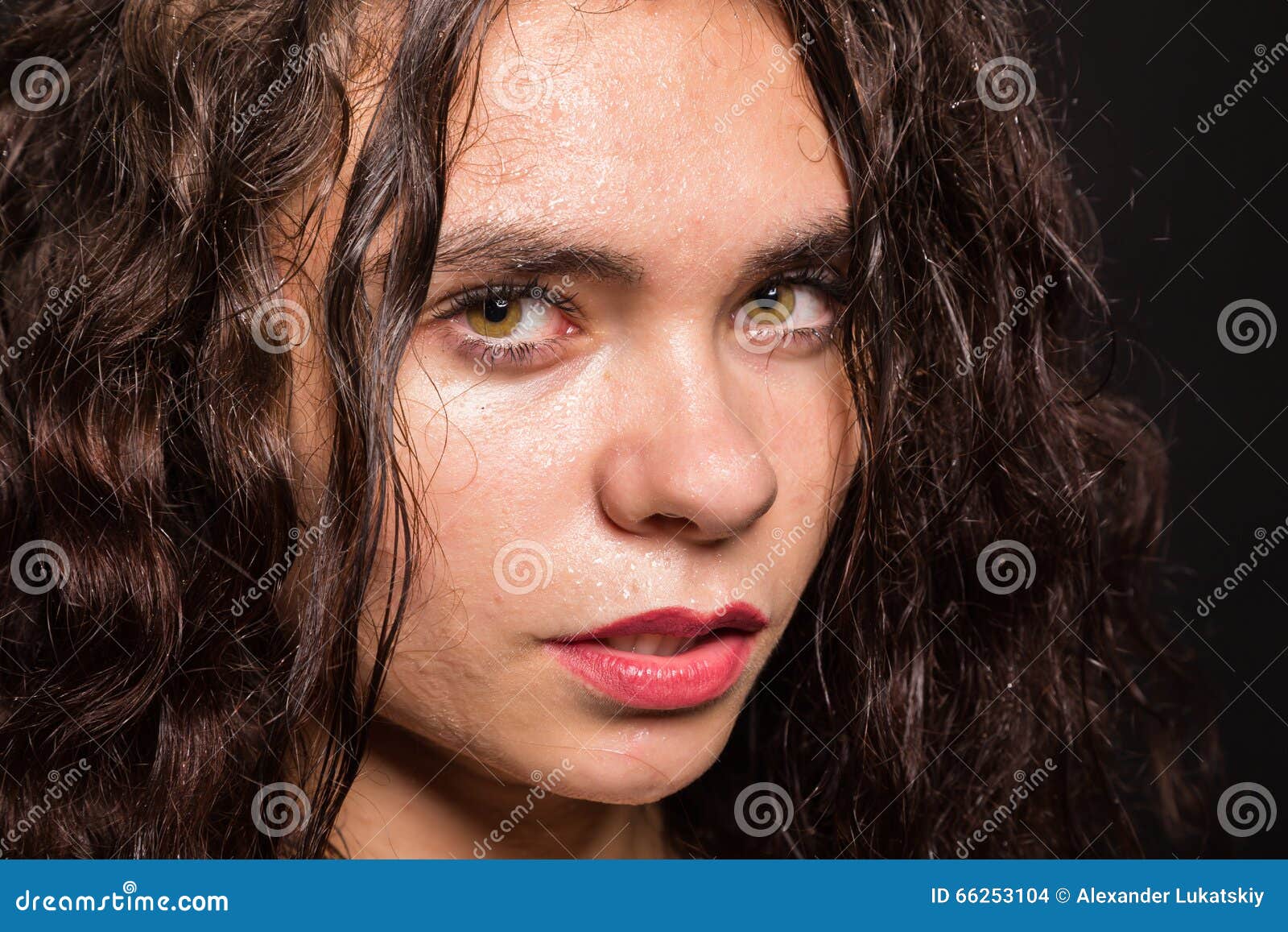 The Beautiful Sports Girl on a Dark Background Stock Photo - Image of ...