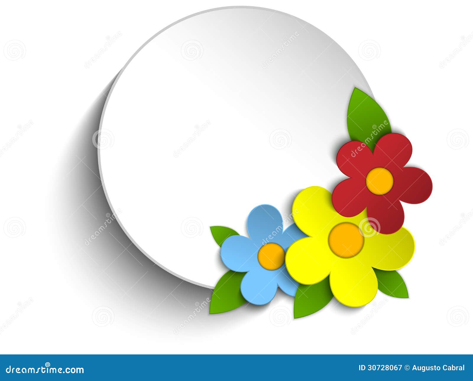 beautiful spring flowers circle button background vector 30728067